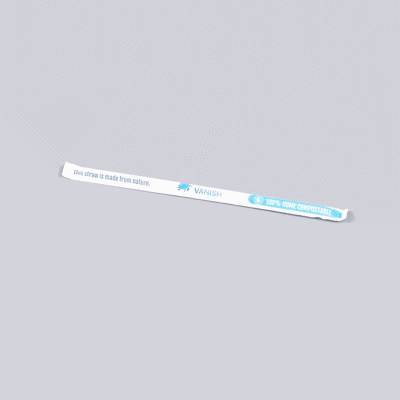 Vanish Blue PHA Plastic Straw - Wrapped, Compostable - 7 3/4" - 1000 count box