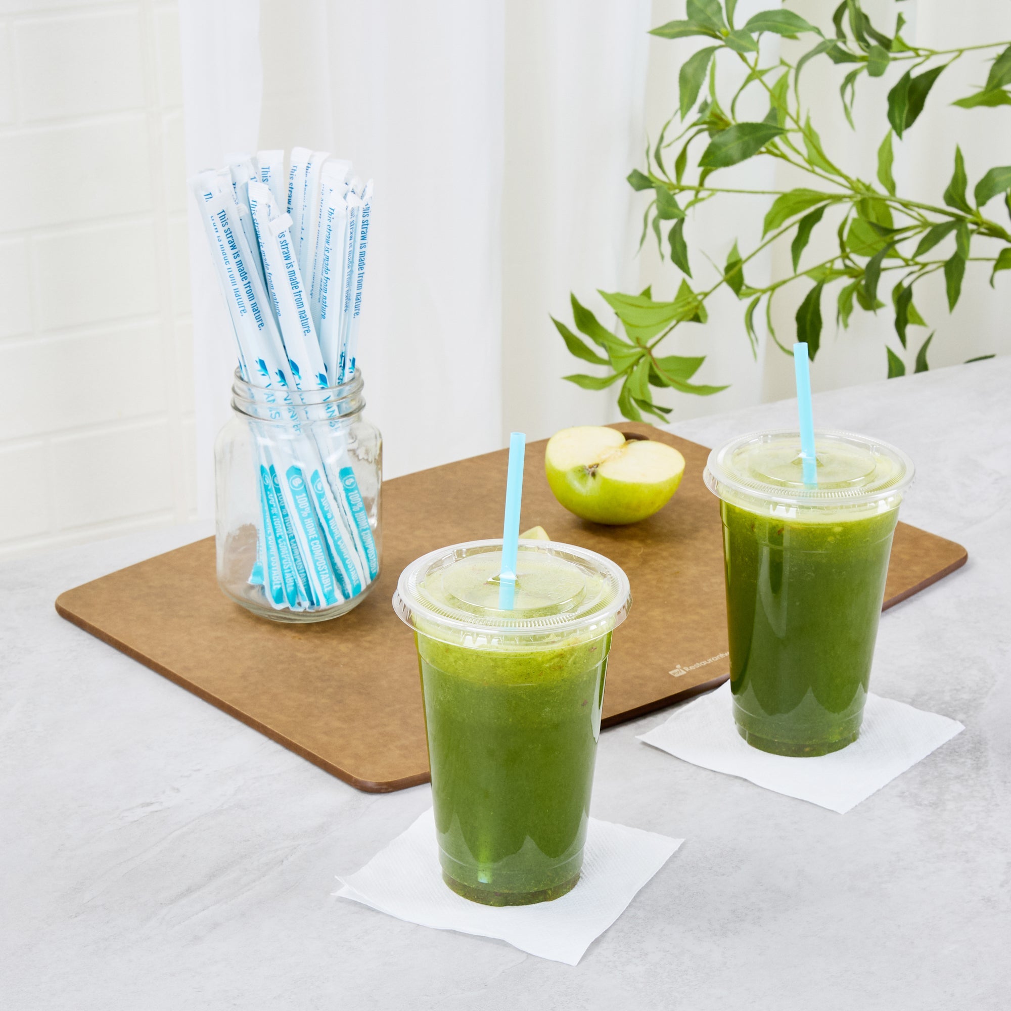 Vanish Blue PHA Plastic Straw - Wrapped, Compostable - 7 3/4" - 1000 count box
