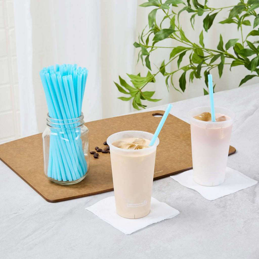 Vanish Blue PHA Plastic Straw - Unwrapped, Compostable - 8 1/4" - 100 count box
