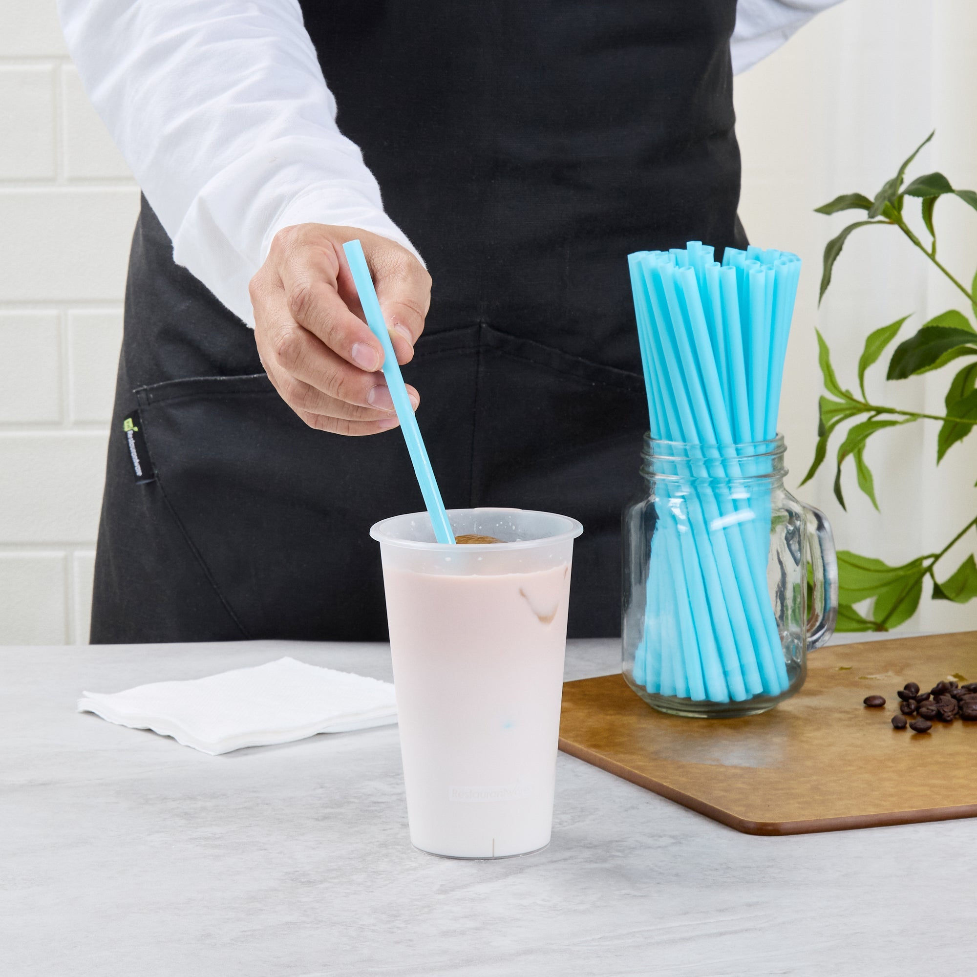 Vanish Blue PHA Plastic Straw - Unwrapped, Compostable - 8 1/4" - 100 count box