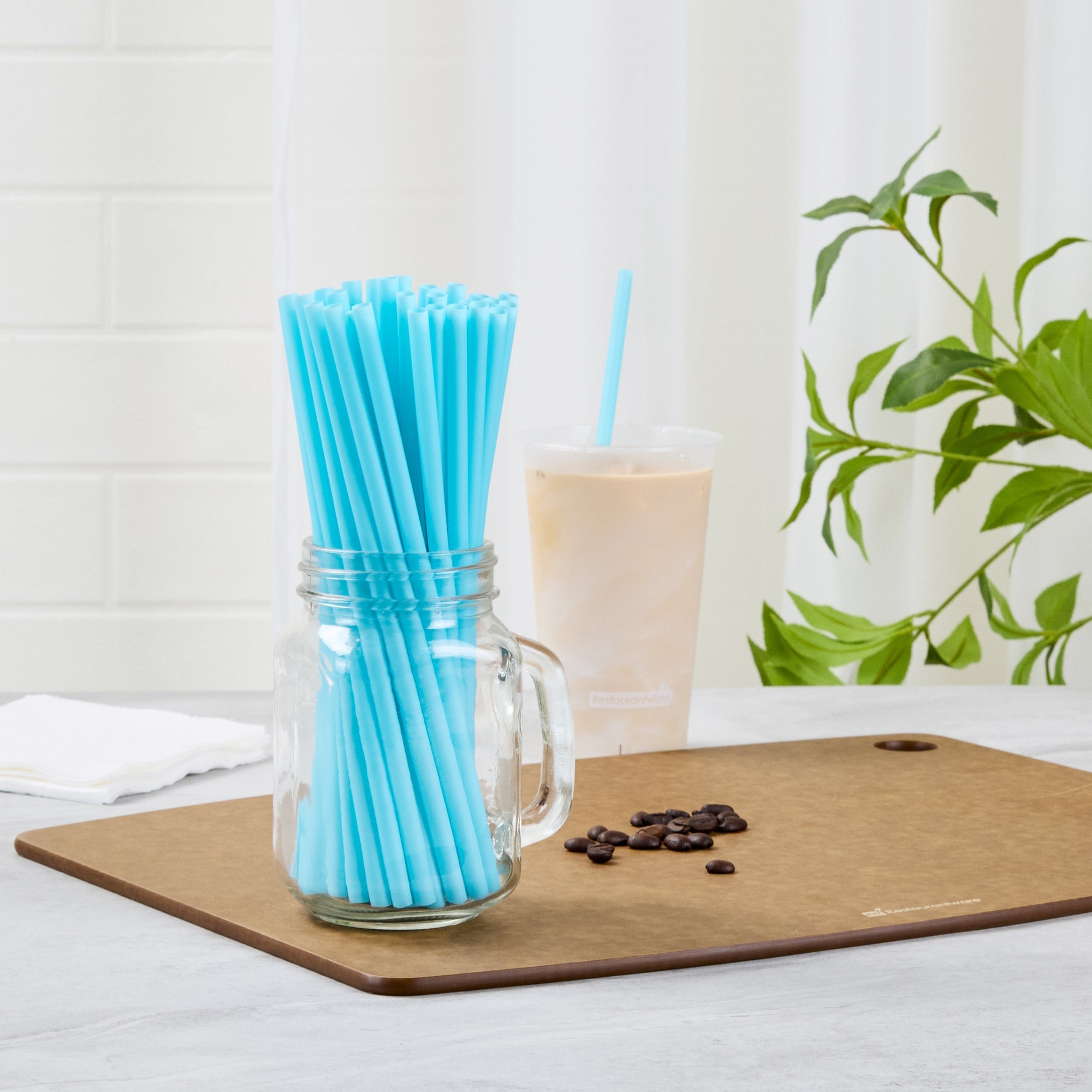 Vanish Blue PHA Plastic Straw - Unwrapped, Compostable - 8 1/4" - 100 count box