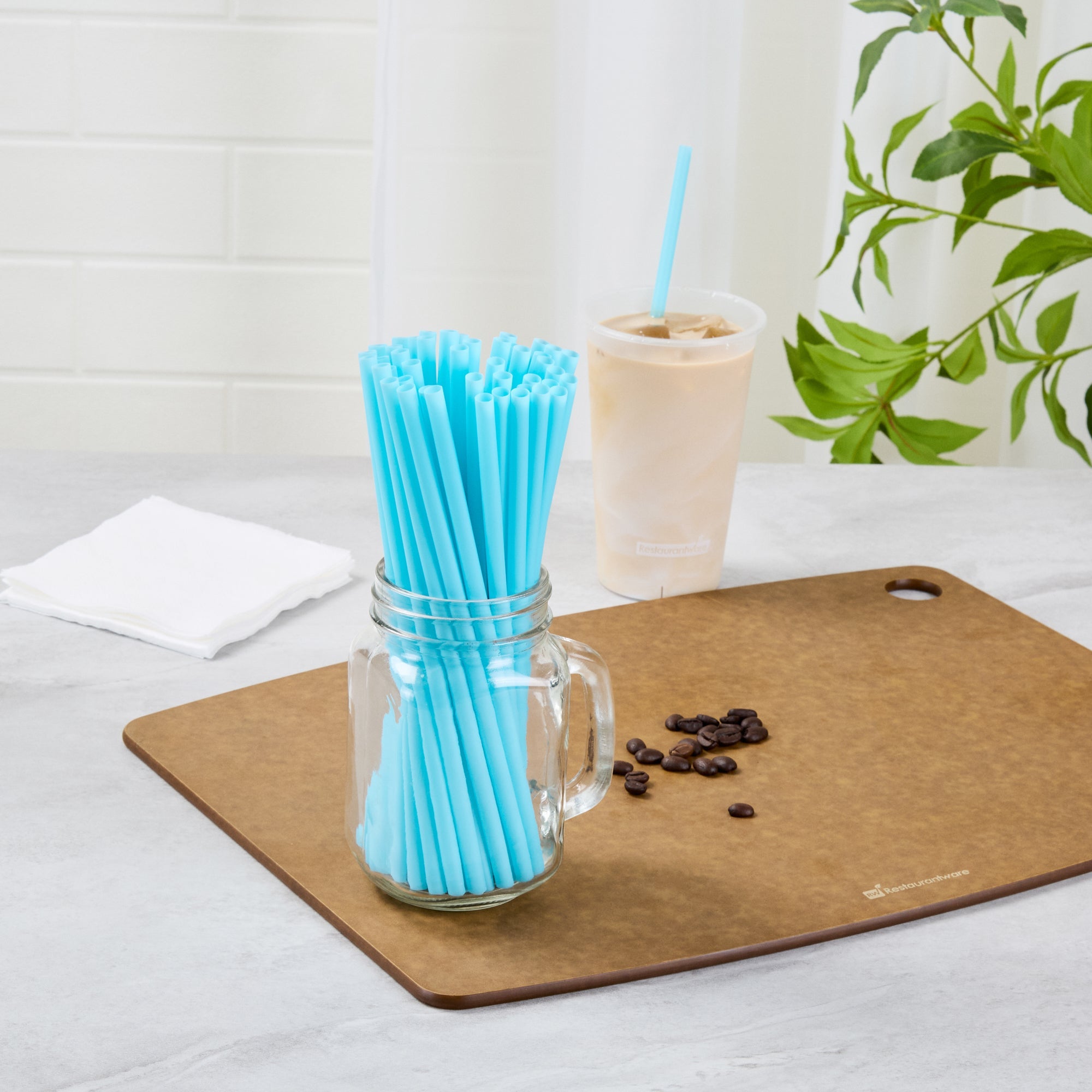 Vanish Blue PHA Plastic Straw - Unwrapped, Compostable - 8 1/4" - 100 count box