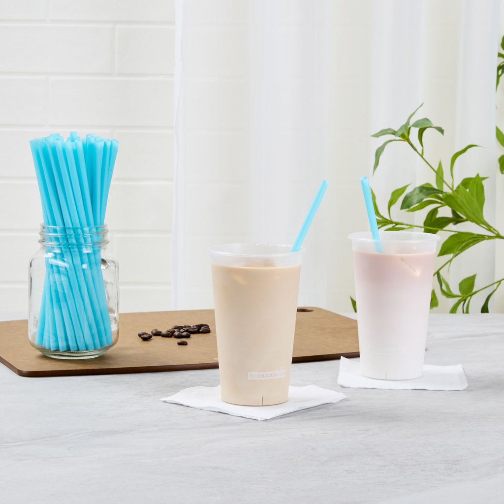 Vanish Blue PHA Plastic Straw - Unwrapped, Compostable - 8 1/4" - 100 count box