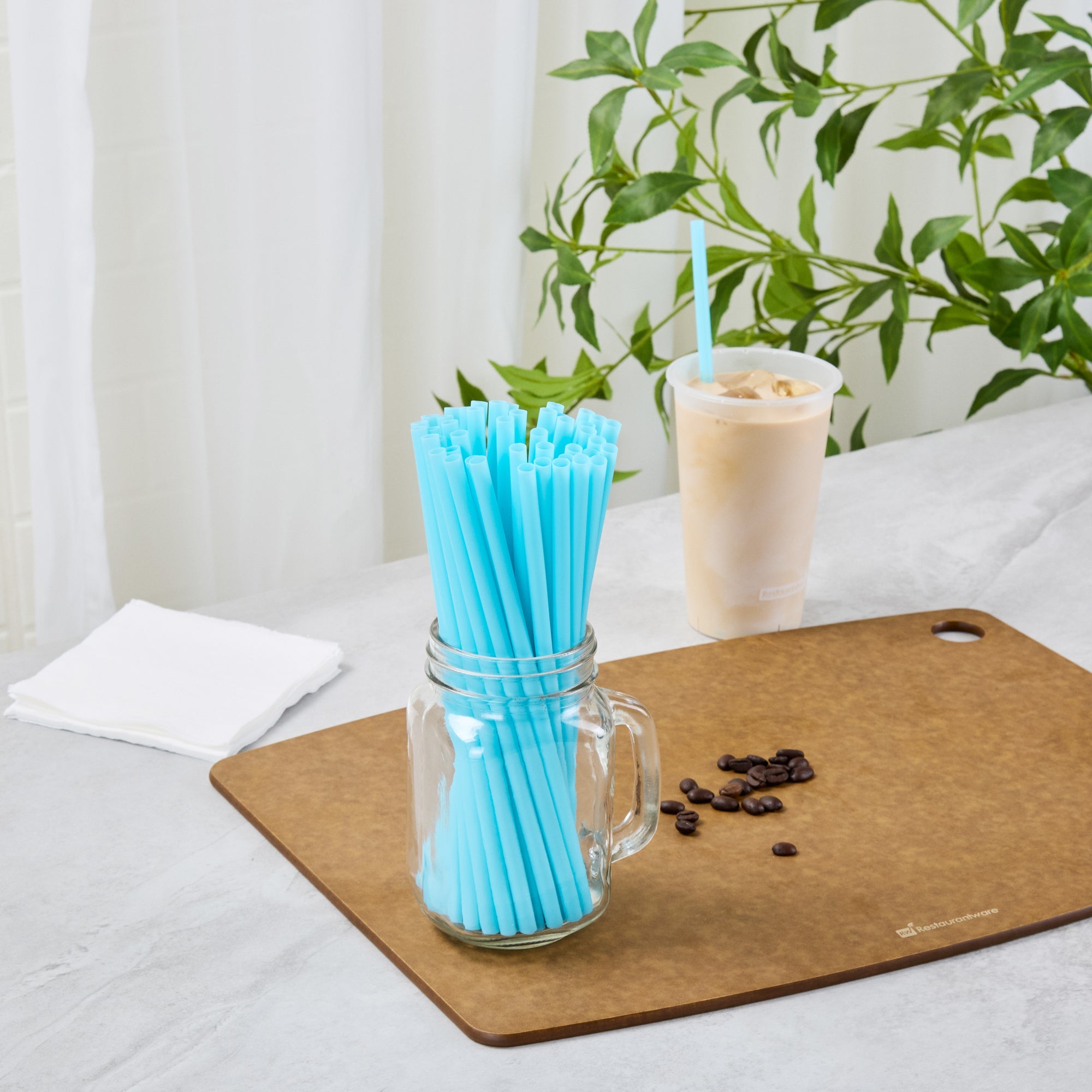 Vanish Blue PHA Plastic Straw - Unwrapped, Compostable - 8 1/4" - 1000 count box
