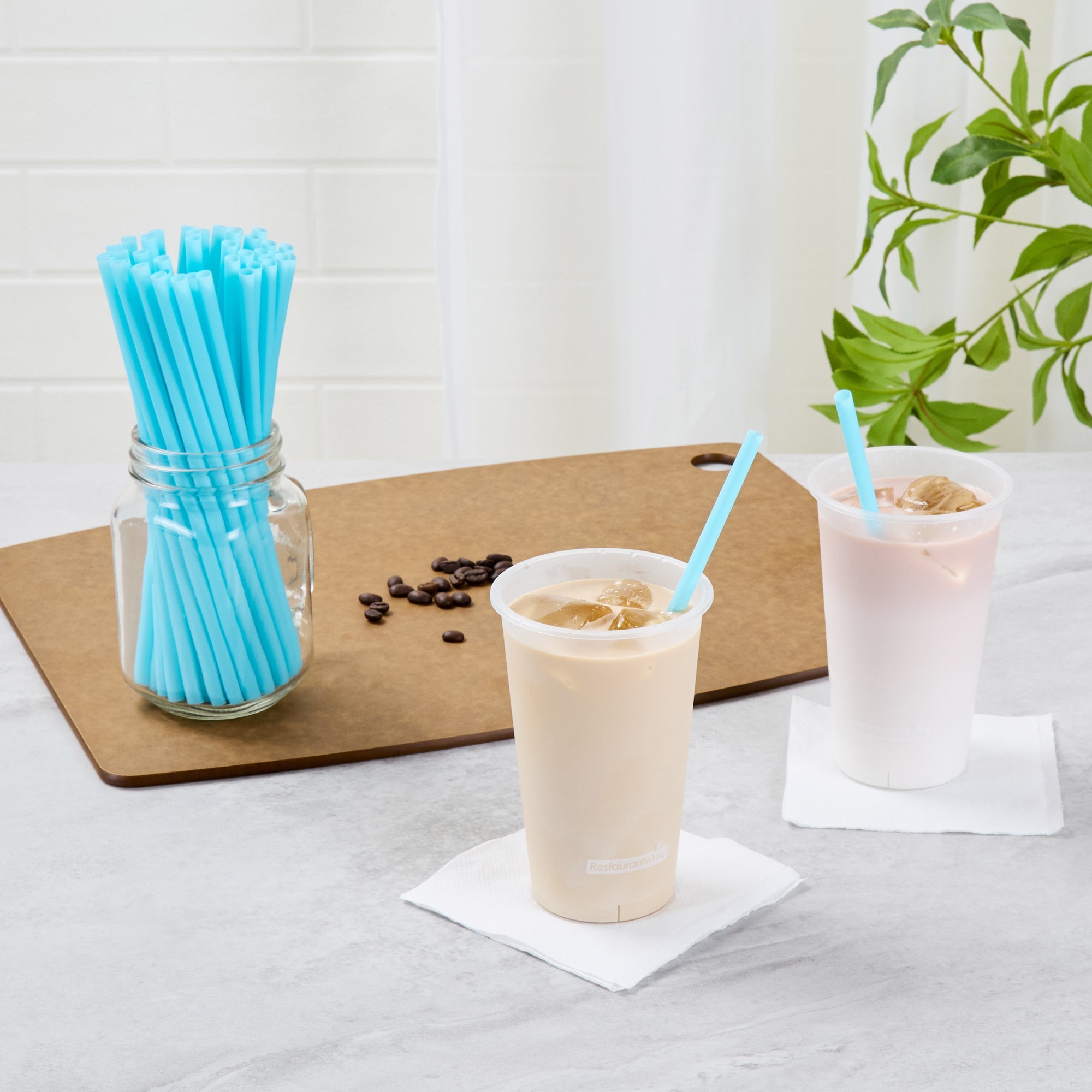 Vanish Blue PHA Plastic Straw - Unwrapped, Compostable - 8 1/4" - 1000 count box