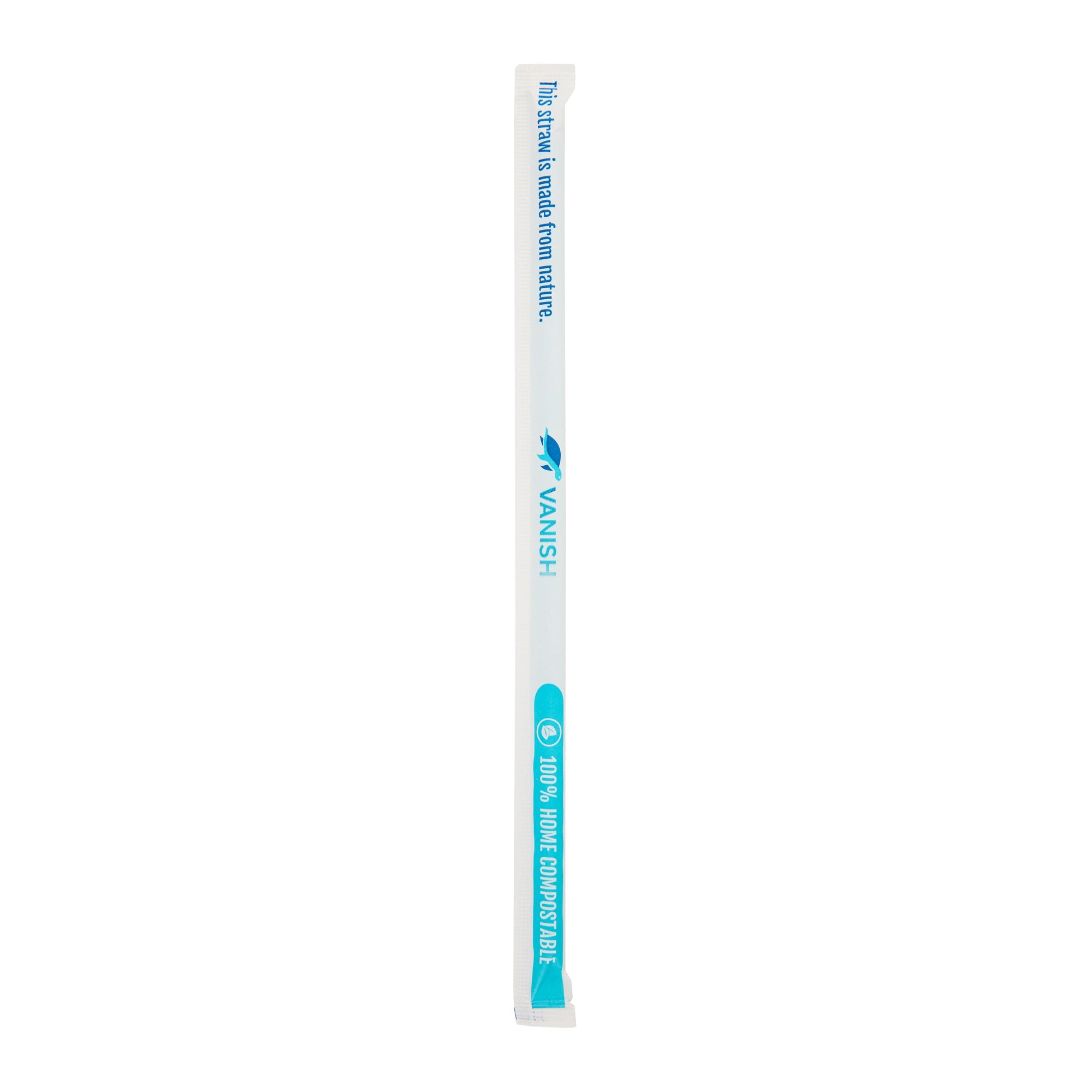 Vanish Blue PHA Plastic Straw - Wrapped, Compostable - 8 1/4" - 1000 count box