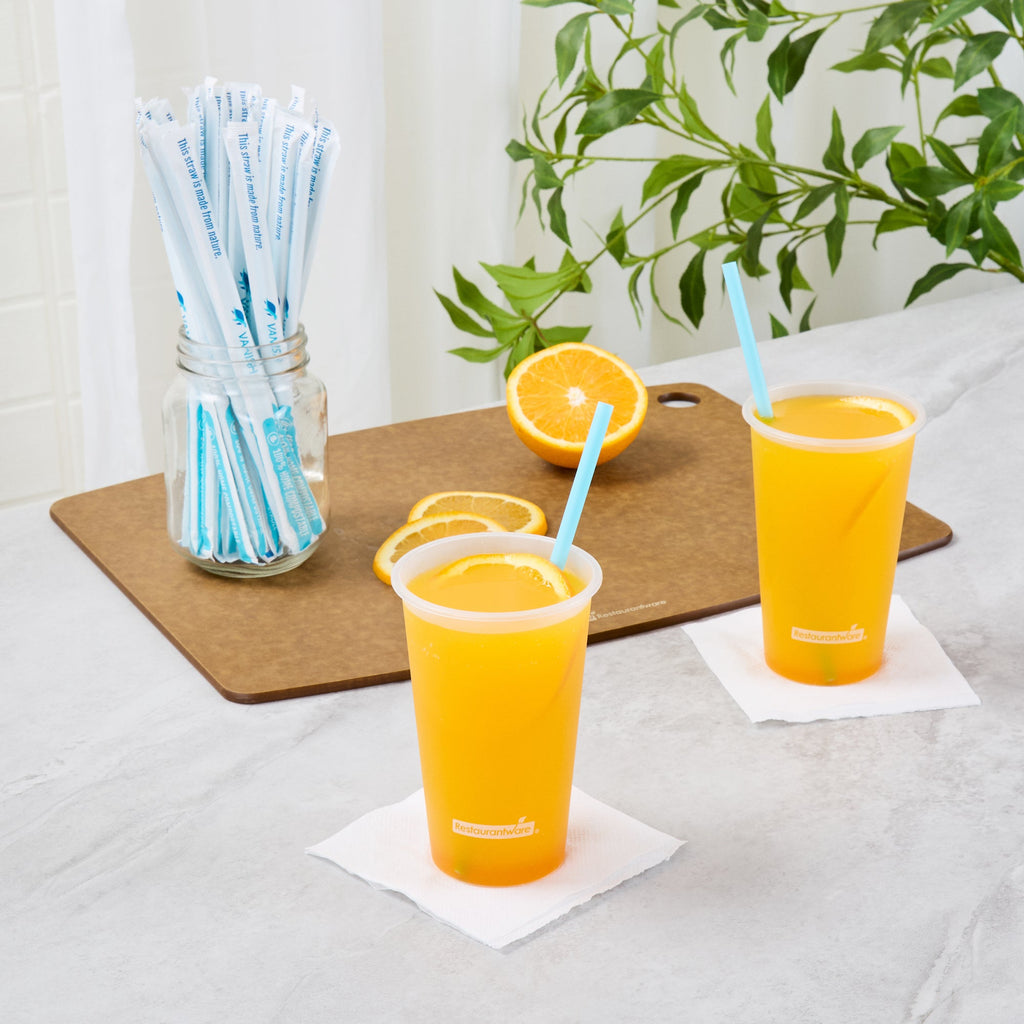 Vanish Blue PHA Plastic Straw - Wrapped, Compostable - 8 1/4" - 1000 count box