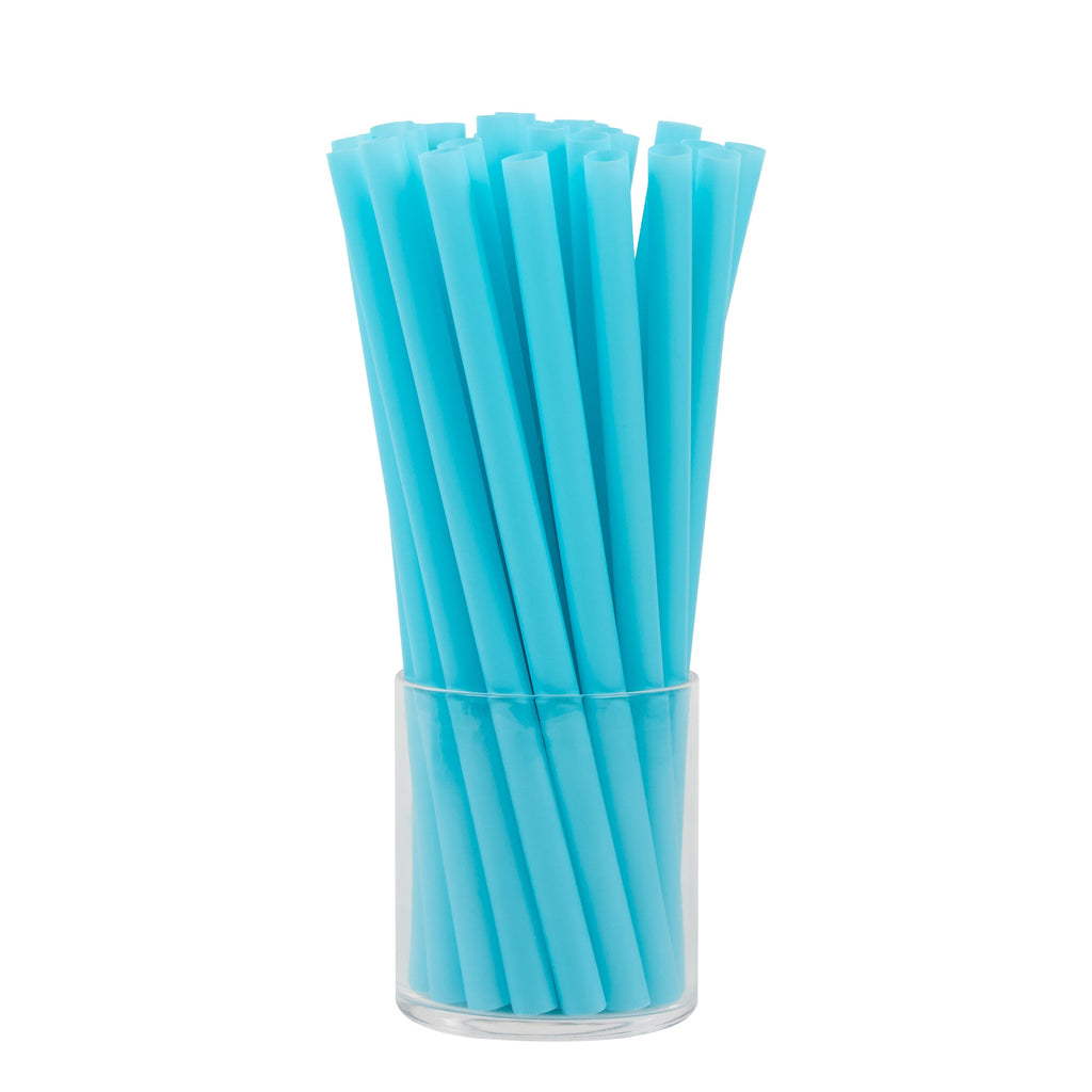 Vanish Blue PHA Plastic Straw - Unwrapped, Compostable - 9" - 1000 count box