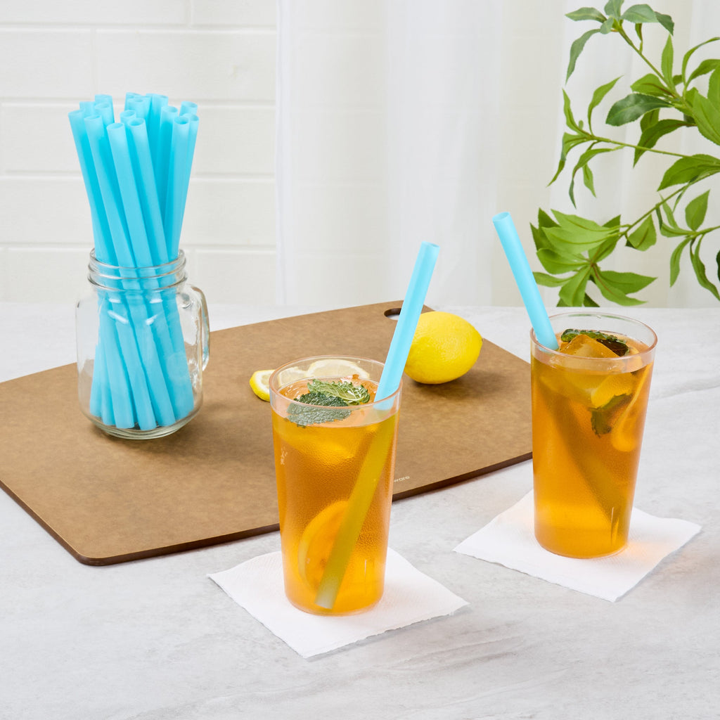Vanish Blue PHA Plastic Straw - Unwrapped, Compostable - 9" - 1000 count box