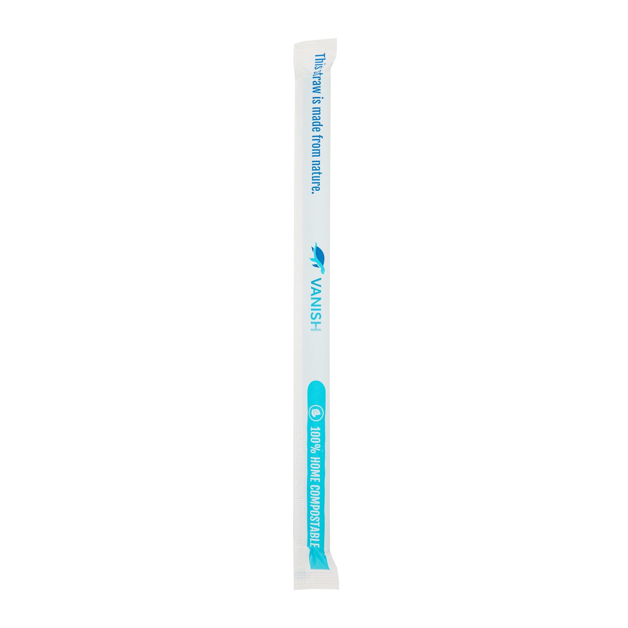Vanish Blue PHA Plastic Straw - Wrapped, Compostable - 9" - 1000 count box