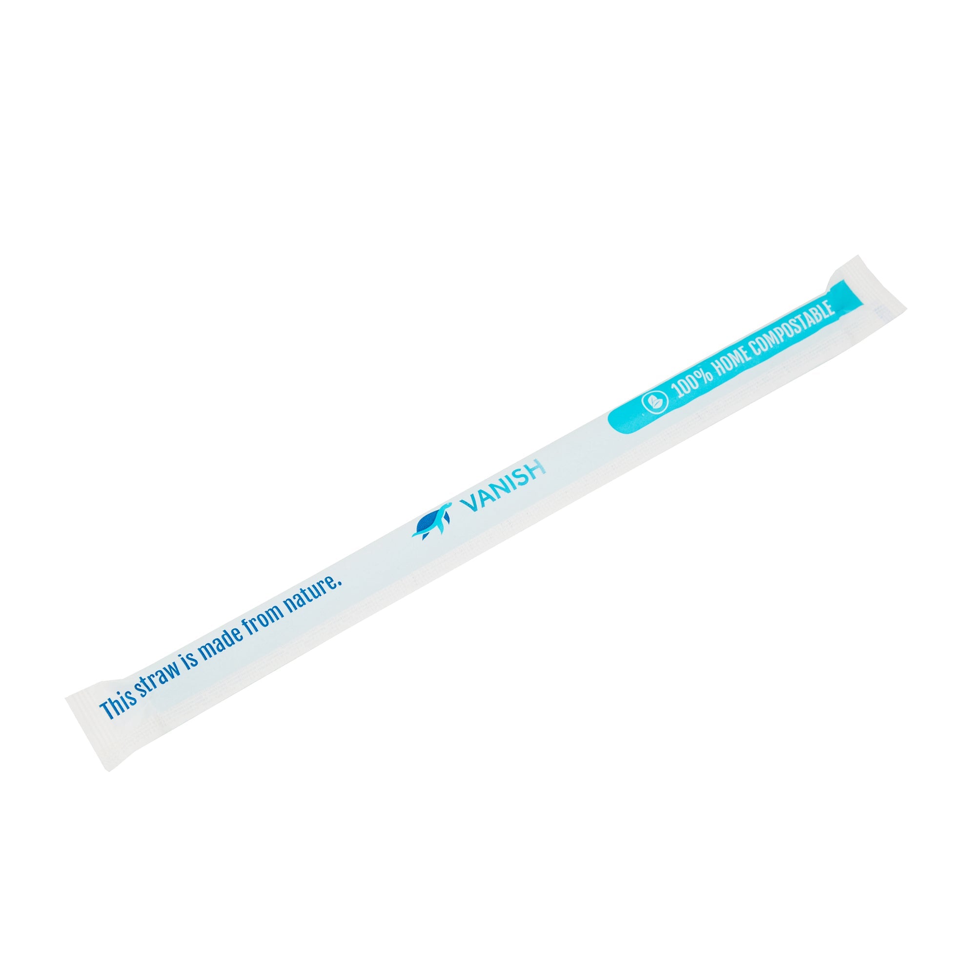 Vanish Blue PHA Plastic Straw - Wrapped, Compostable - 9" - 100 count box