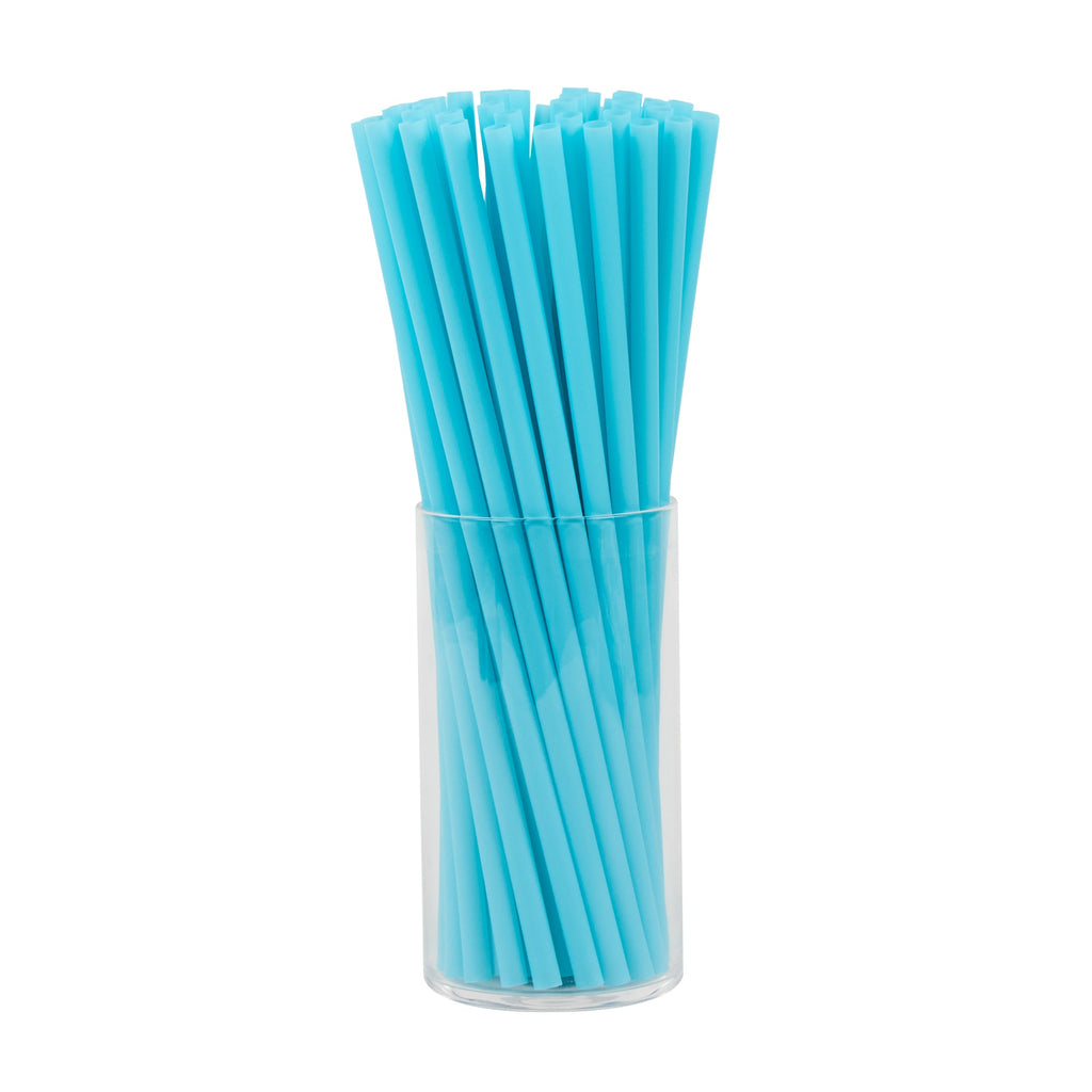 Vanish Blue PHA Plastic Straw - Unwrapped, Compostable - 10 1/4" - 100 count box