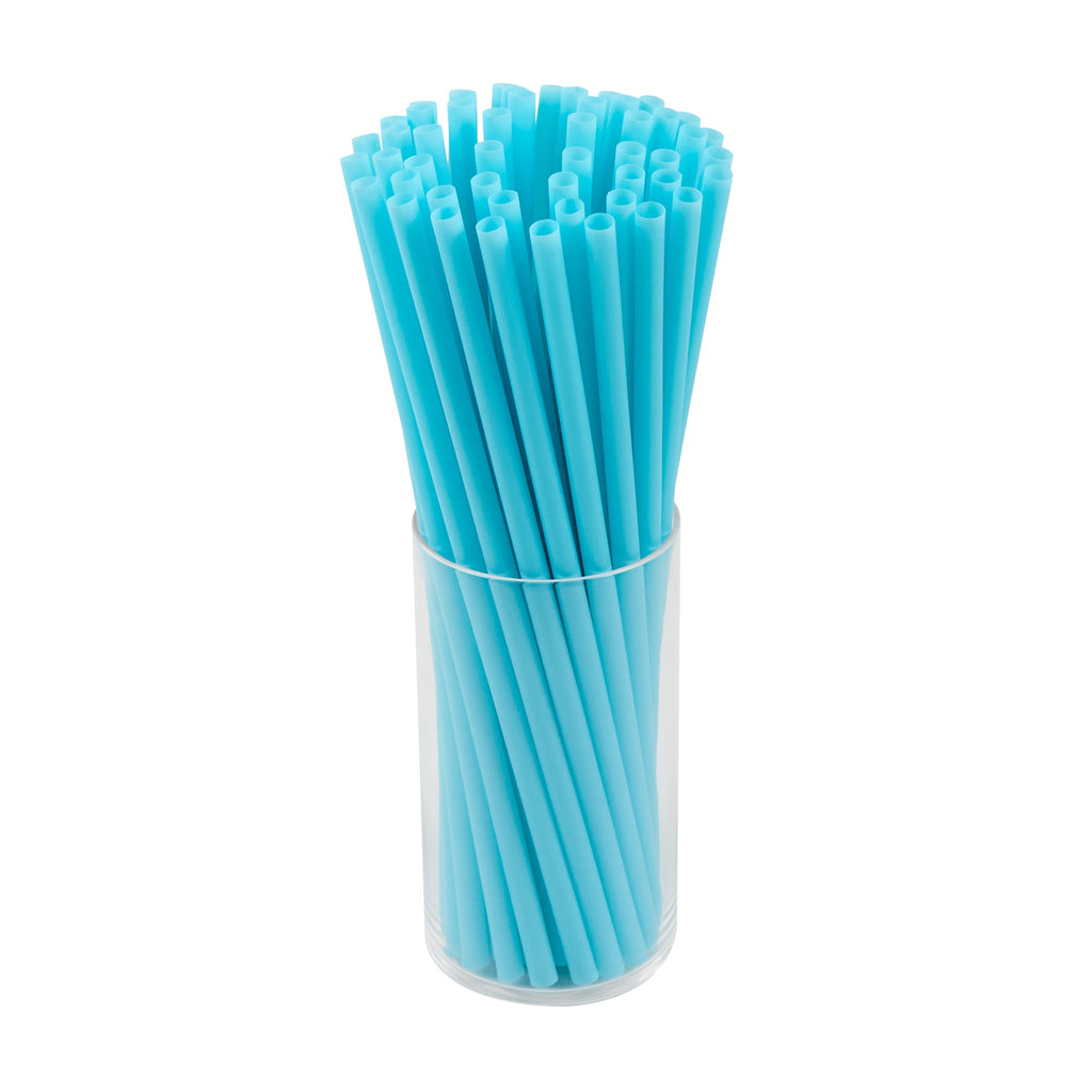 Vanish Blue PHA Plastic Straw - Unwrapped, Compostable - 10 1/4" - 100 count box