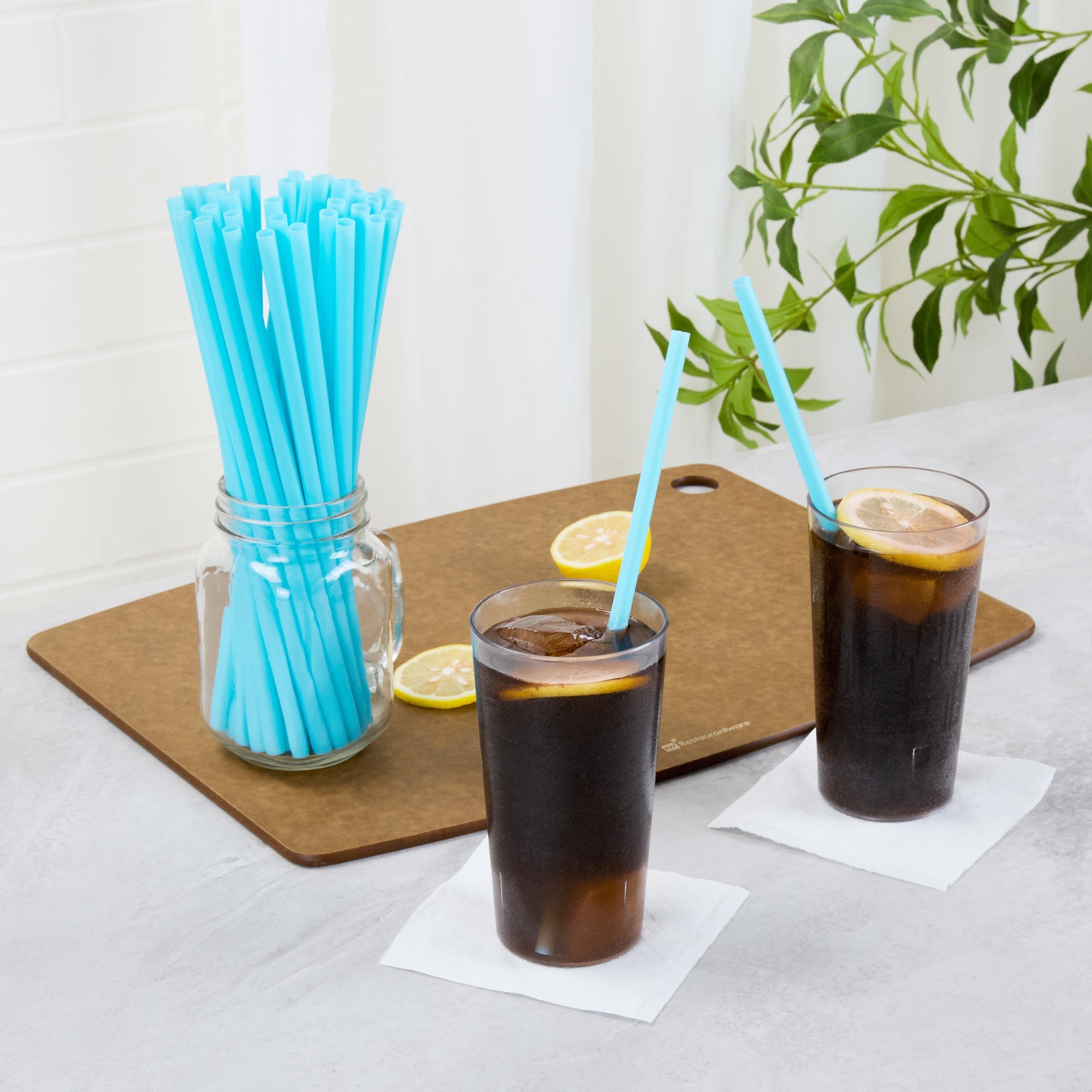 Vanish Blue PHA Plastic Straw - Unwrapped, Compostable - 10 1/4" - 100 count box