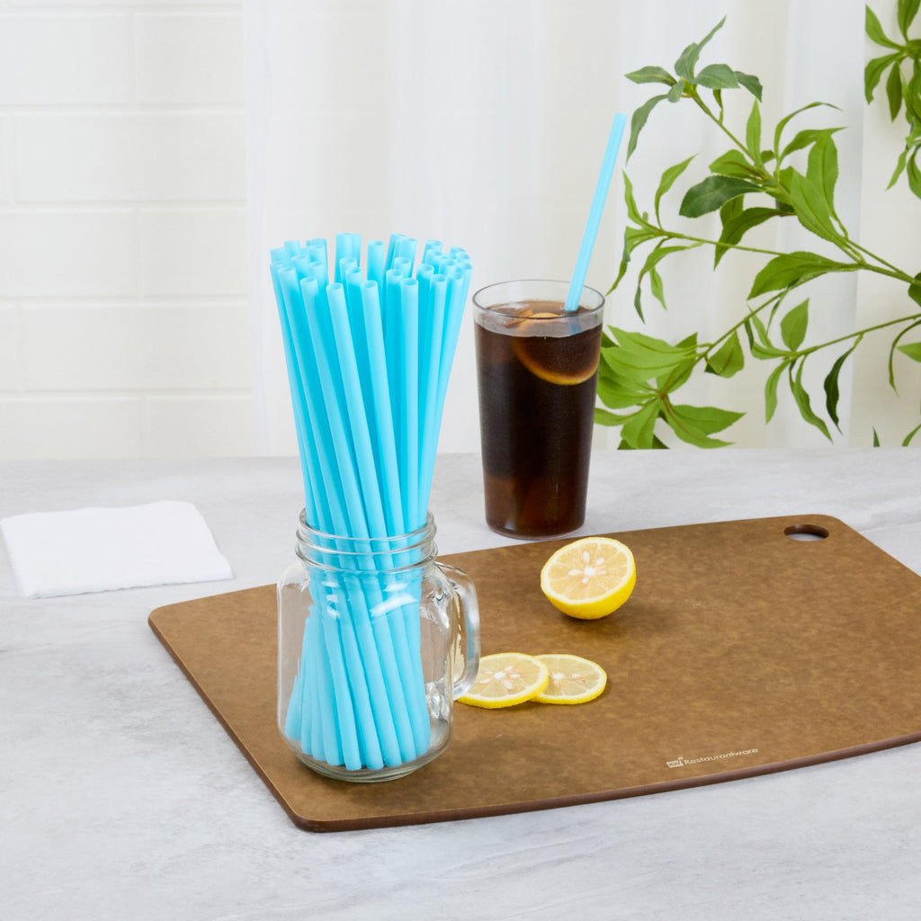 Vanish Blue PHA Plastic Straw - Unwrapped, Compostable - 10 1/4" - 100 count box
