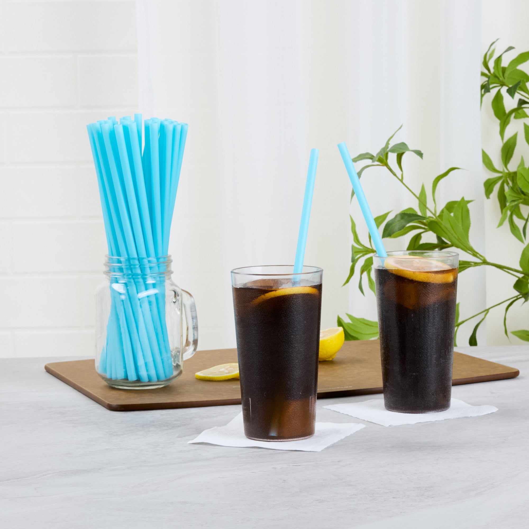 Vanish Blue PHA Plastic Straw - Unwrapped, Compostable - 10 1/4" - 100 count box