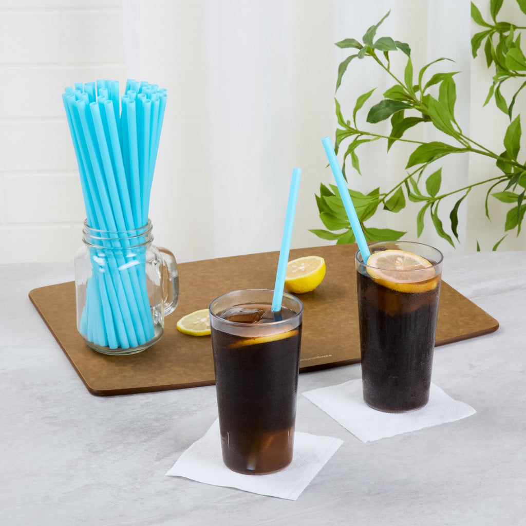 Vanish Blue PHA Plastic Straw - Unwrapped, Compostable - 10 1/4" - 1000 count box