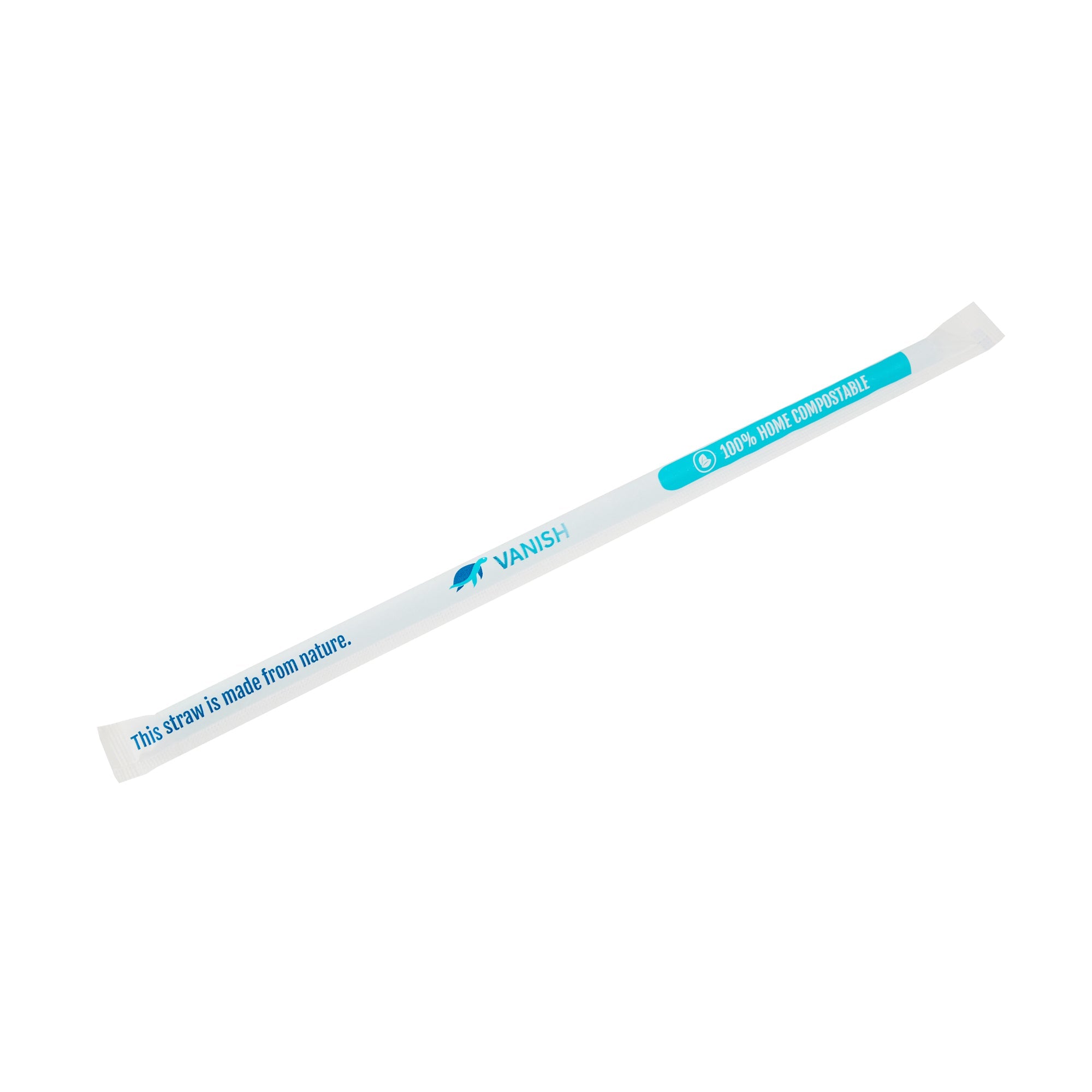 Vanish Blue PHA Plastic Straw - Wrapped, Compostable - 10 1/4" - 1000 count box