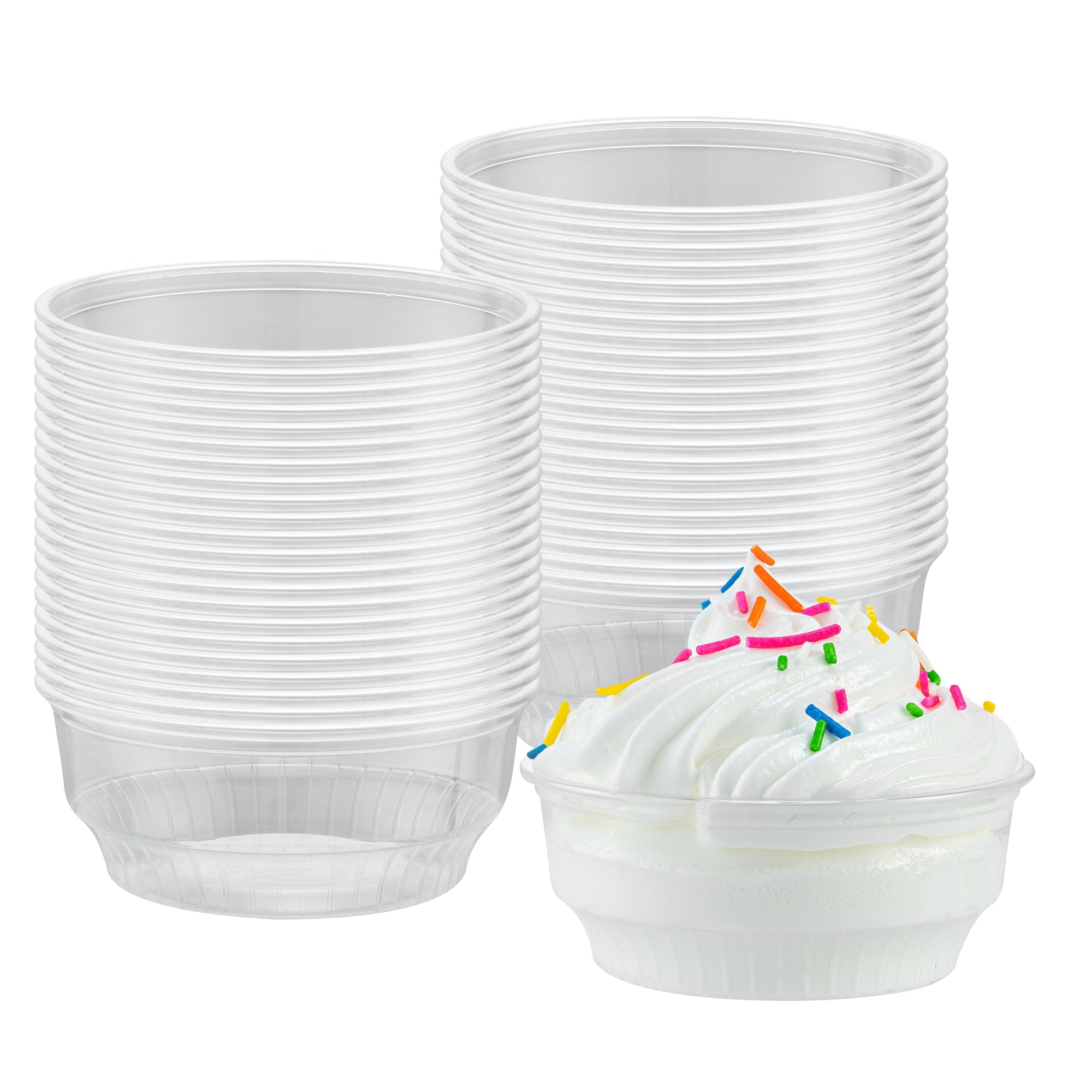 Chef 101 4 oz Round Clear Plastic Dessert Cup - 3 1/4" x 3 1/4" x 1 1/2" - 500 count box