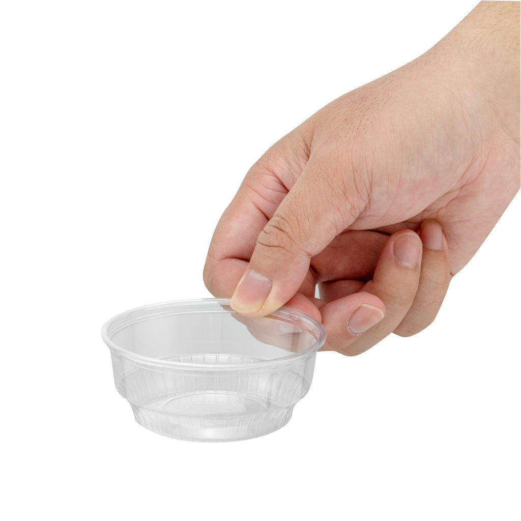 Chef 101 4 oz Round Clear Plastic Dessert Cup - 3 1/4" x 3 1/4" x 1 1/2" - 500 count box