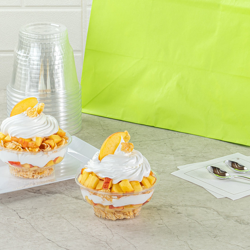 Chef 101 5 oz Round Clear Plastic Dessert Cup - 3 3/4" x 3 3/4" x 1 3/4" - 50 count box