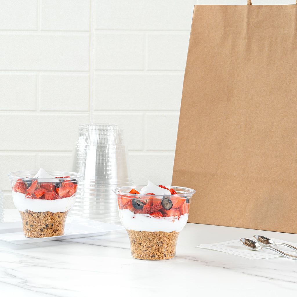 Chef 101 14 oz Round Clear Plastic Dessert Cup - 3 3/4" x 3 3/4" x 3 1/2" - 50 count box