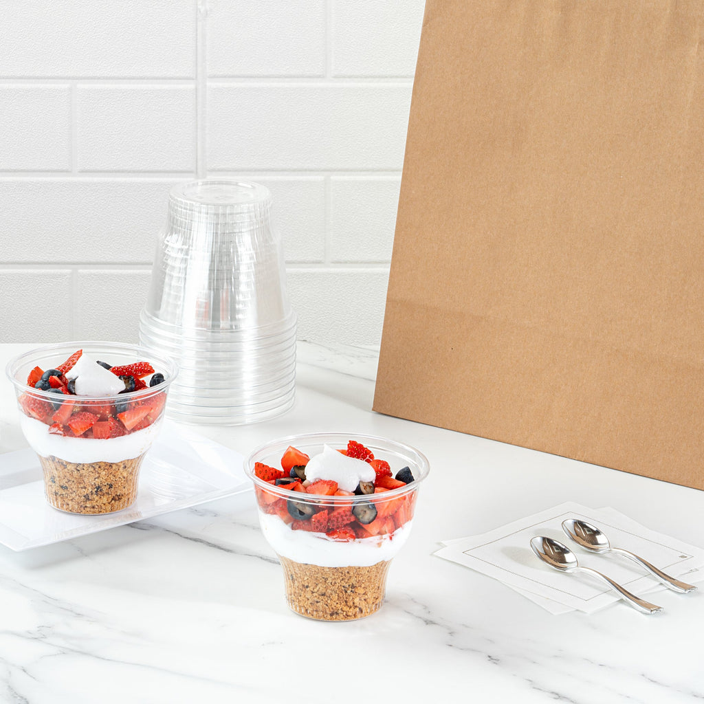 Chef 101 14 oz Round Clear Plastic Dessert Cup - 3 3/4" x 3 3/4" x 3 1/2" - 500 count box