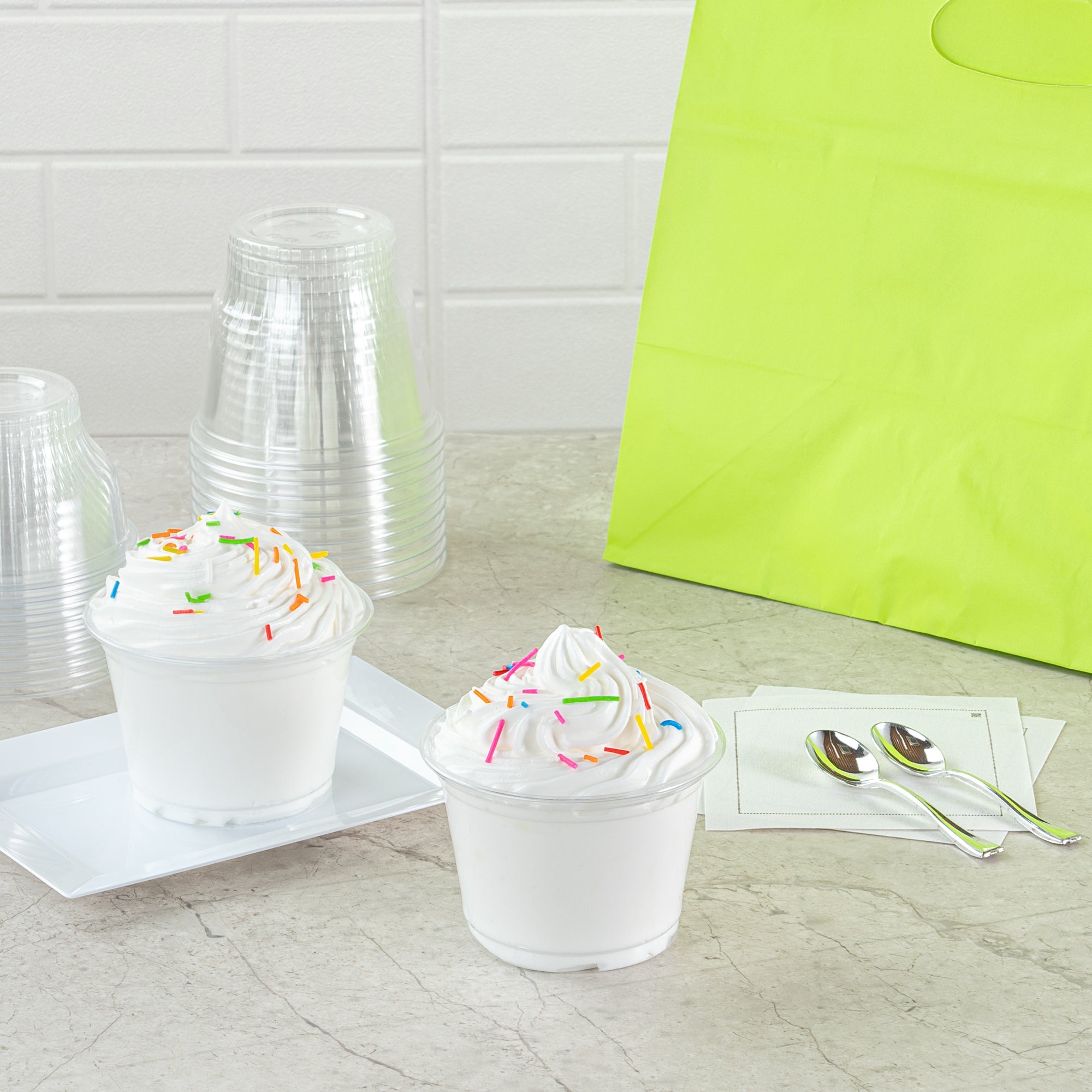 Chef 101 9 oz Round Clear Plastic Dessert Cup - 3 3/4" x 3 3/4" x 2 3/4" - 50 count box