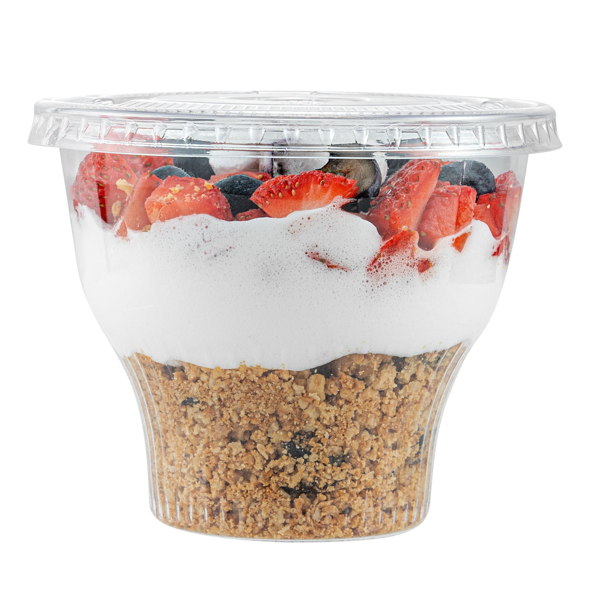 Chef 101 Round Clear Plastic Flat Lid - Fits Plastic Dessert Cup - 3 3/4" x 3 3/4" - 50 count box
