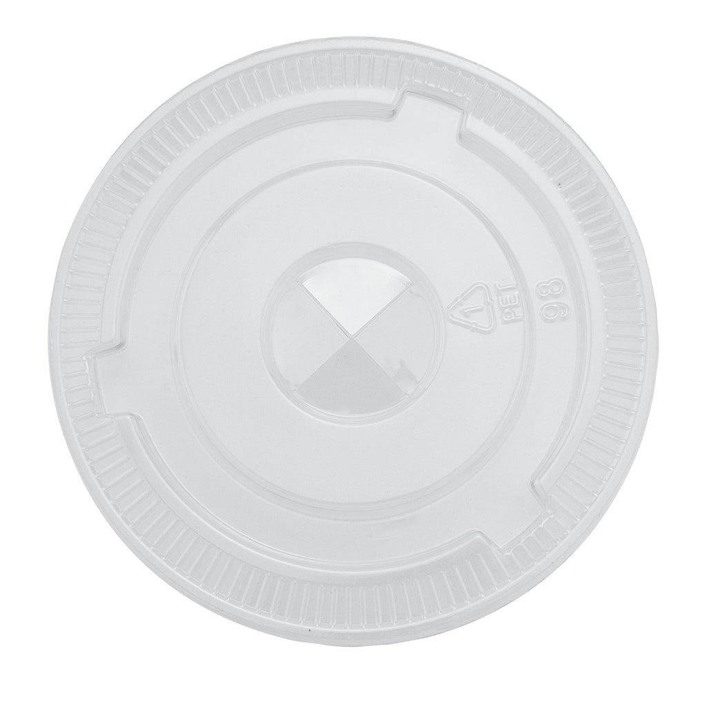 Chef 101 Round Clear Plastic Flat Lid - Fits Plastic Dessert Cup - 3 3/4" x 3 3/4" - 50 count box
