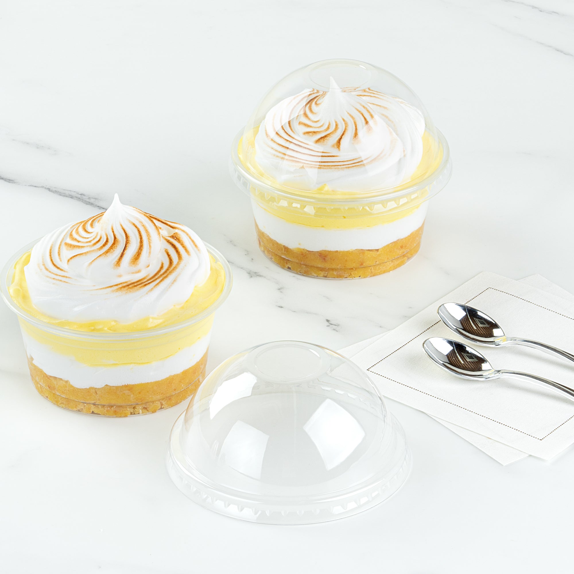 Chef 101 Round Clear Plastic Dome Lid - Fits Plastic Dessert Cup - 3 3/4" x 3 3/4" x 1 3/4" - 500 count box
