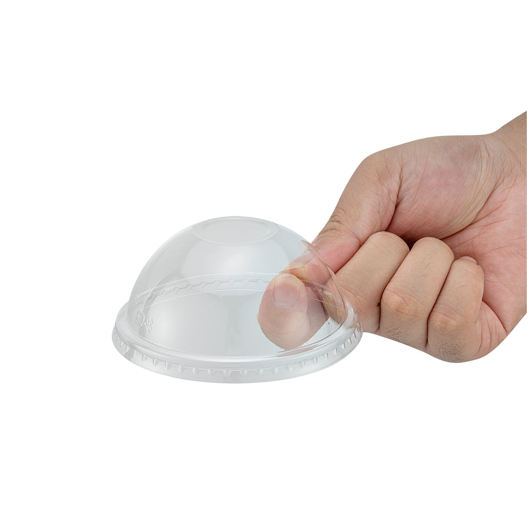 Chef 101 Round Clear Plastic Dome Lid - Fits Plastic Dessert Cup - 3 3/4" x 3 3/4" x 1 3/4" - 50 count box