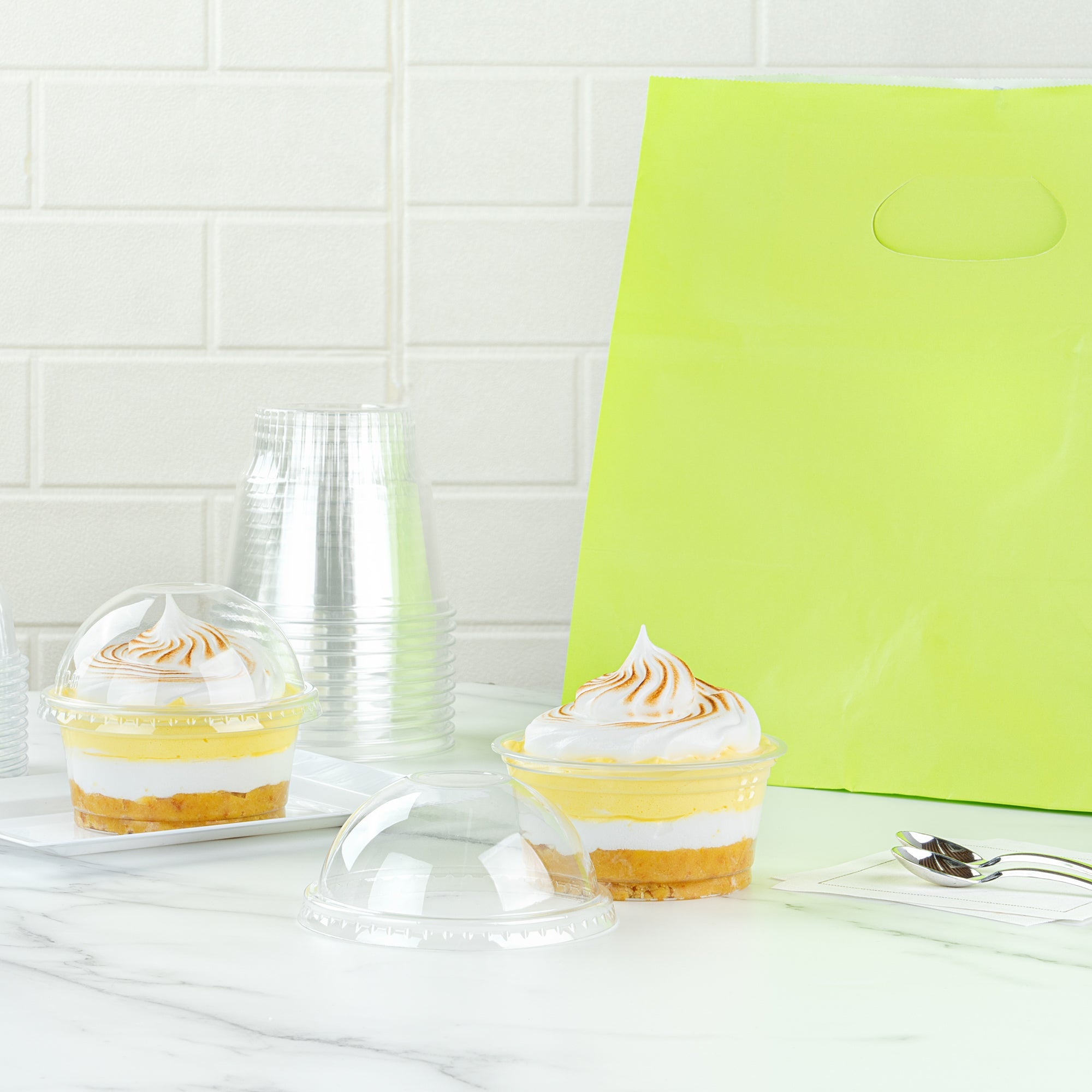 Chef 101 Round Clear Plastic Dome Lid - Fits Plastic Dessert Cup - 3 3/4" x 3 3/4" x 1 3/4" - 50 count box