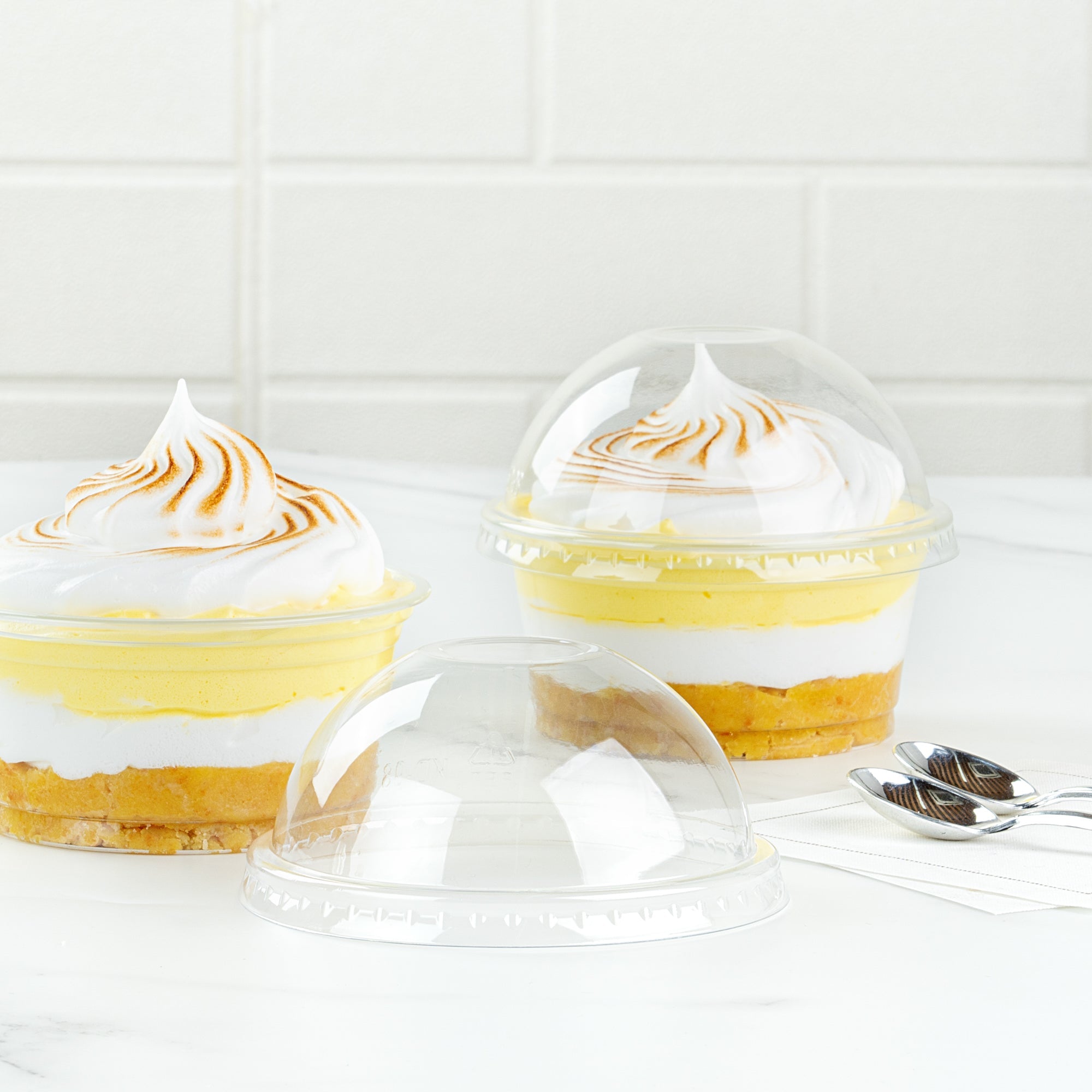 Chef 101 Round Clear Plastic Dome Lid - Fits Plastic Dessert Cup - 3 3/4" x 3 3/4" x 1 3/4" - 500 count box