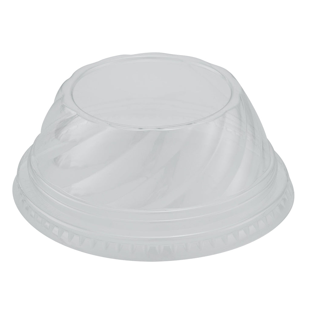 Chef 101 Round Clear Plastic Low Dome Lid - Fits Plastic Dessert Cup - 3 3/4" x 3 3/4" x 1 1/2" - 500 count box