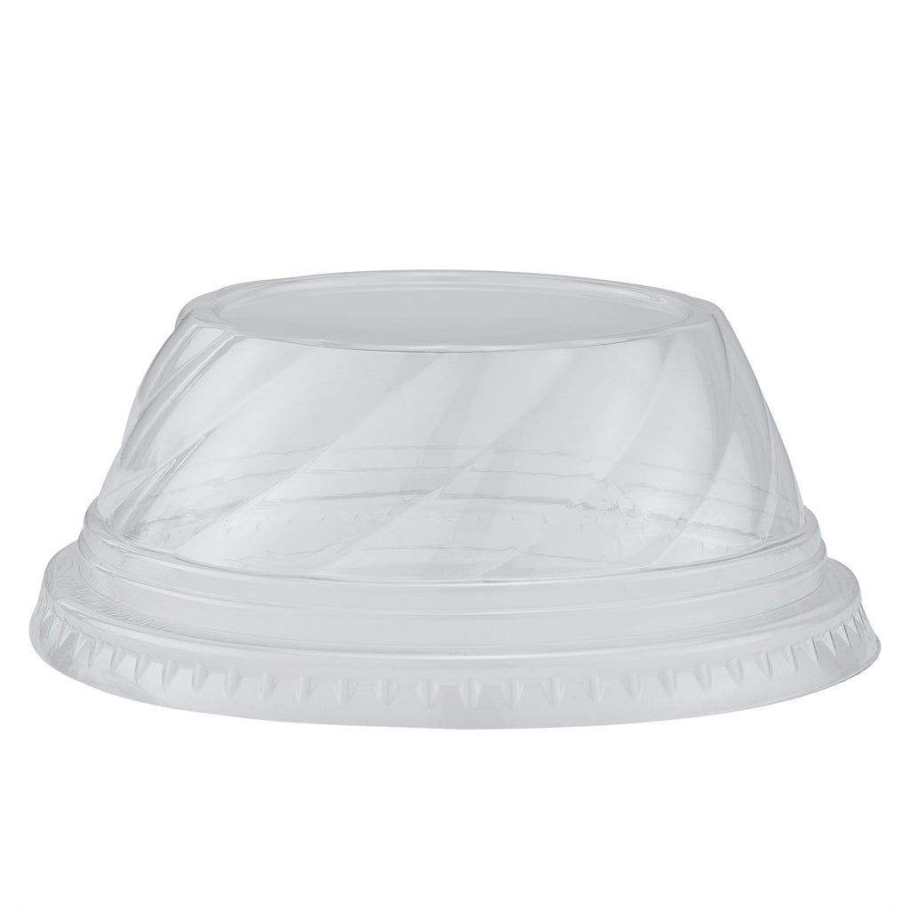 Chef 101 Round Clear Plastic Low Dome Lid - Fits Plastic Dessert Cup - 3 3/4" x 3 3/4" x 1 1/2" - 500 count box