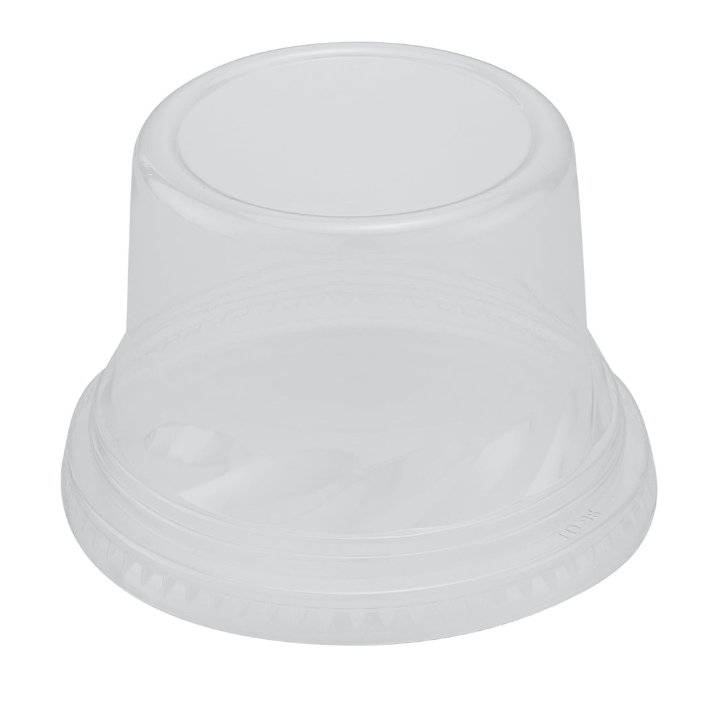 Chef 101 Round Clear Plastic Tall Dome Lid - Fits Plastic Dessert Cup - 3 3/4" x 3 3/4" x 2 1/2" - 500 count box