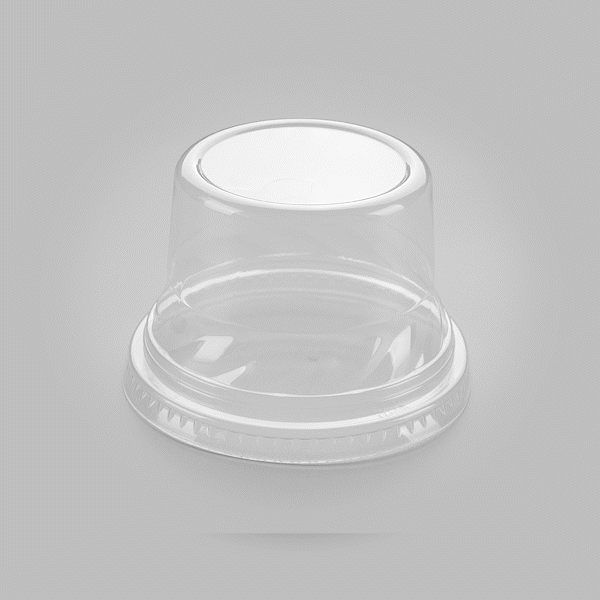 Chef 101 Round Clear Plastic Tall Dome Lid - Fits Plastic Dessert Cup - 3 3/4" x 3 3/4" x 2 1/2" - 50 count box