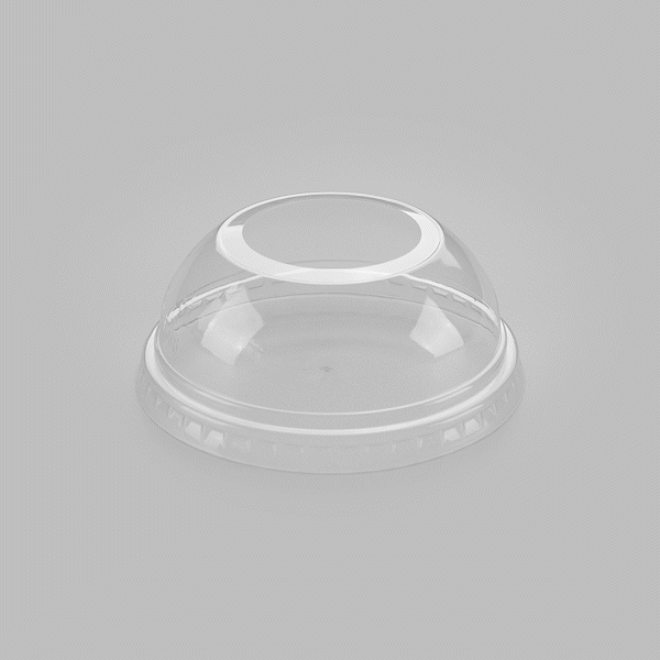 Chef 101 Round Clear Plastic Dome Lid - Fits Plastic Dessert Cup, with Hole - 3 3/4" x 3 3/4" x 1 1/2" - 500 count box