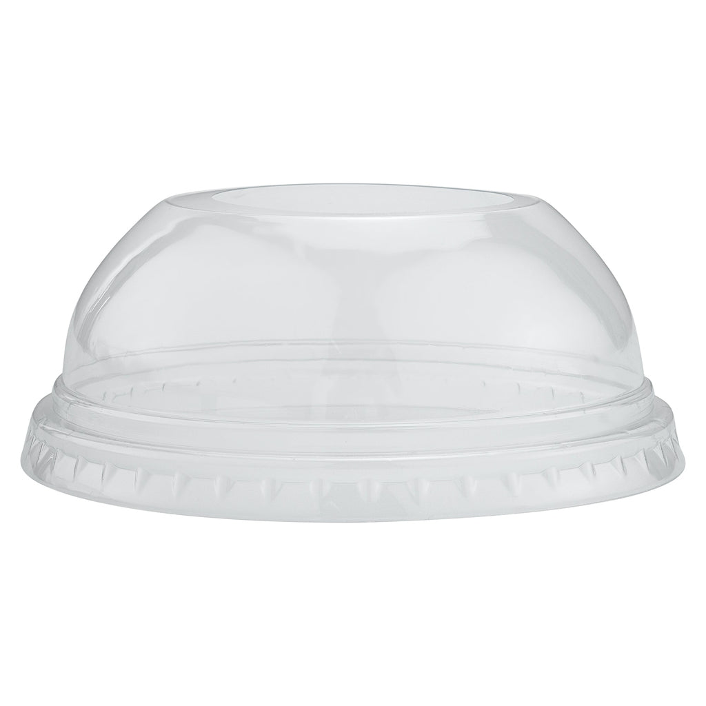 Chef 101 Round Clear Plastic Dome Lid - Fits Plastic Dessert Cup, with Hole - 3 3/4" x 3 3/4" x 1 1/2" - 500 count box