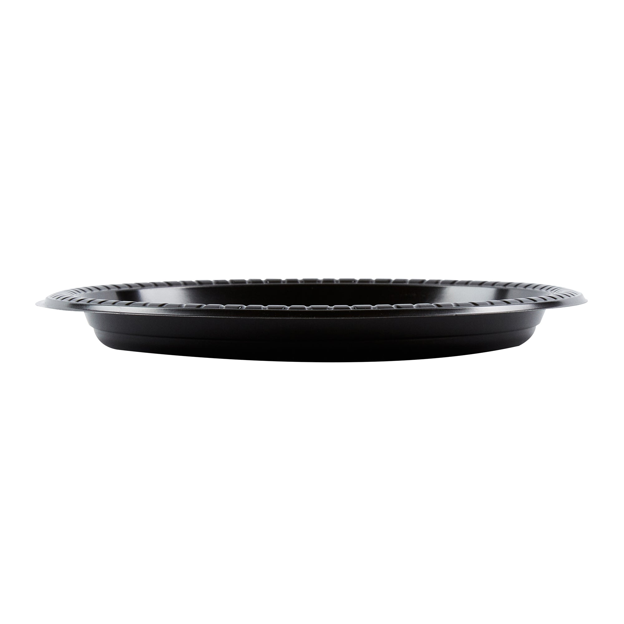 Chef 101 Round Black Plastic Plate - Microwavable - 9" x 9" x 3/4" - 50 count box