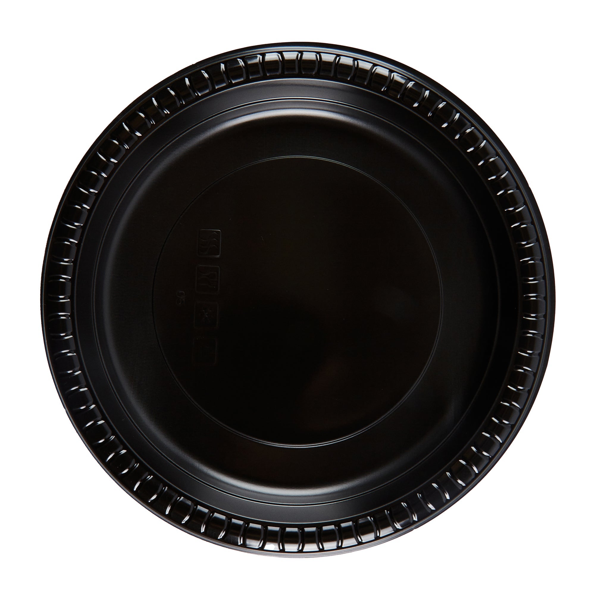 Chef 101 Round Black Plastic Plate - Microwavable - 9" x 9" x 3/4" - 50 count box