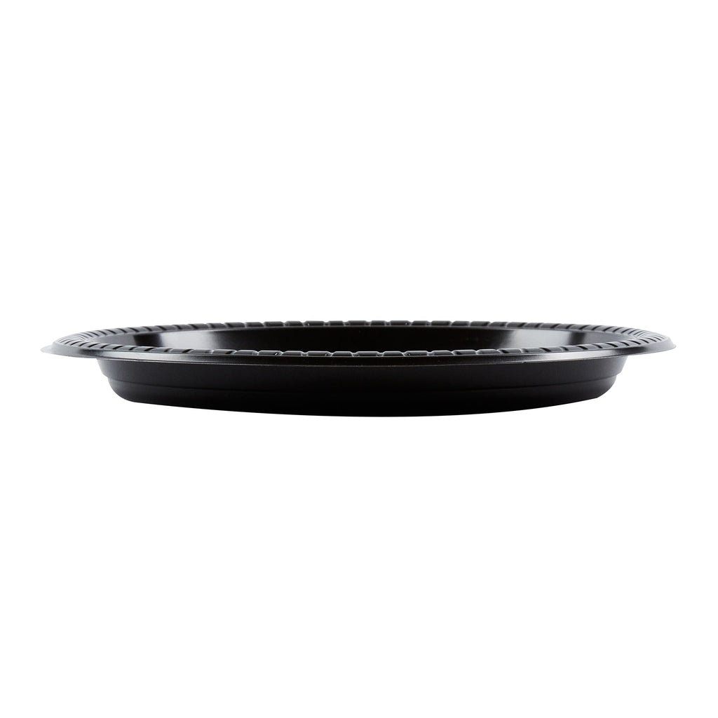 Chef 101 Round Black Plastic Plate - Microwavable - 9" x 9" x 3/4" - 100 count box