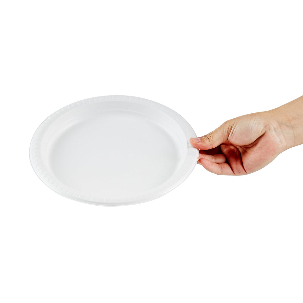 Chef 101 Round White Plastic Plate - Microwavable - 9" x 9" x 3/4" - 50 count box