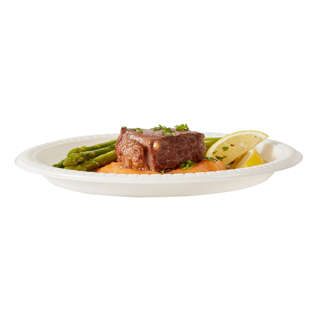 Chef 101 Round White Plastic Plate - Microwavable - 9" x 9" x 3/4" - 100 count box