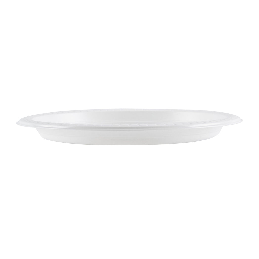 Chef 101 Round White Plastic Plate - Microwavable - 9" x 9" x 3/4" - 100 count box