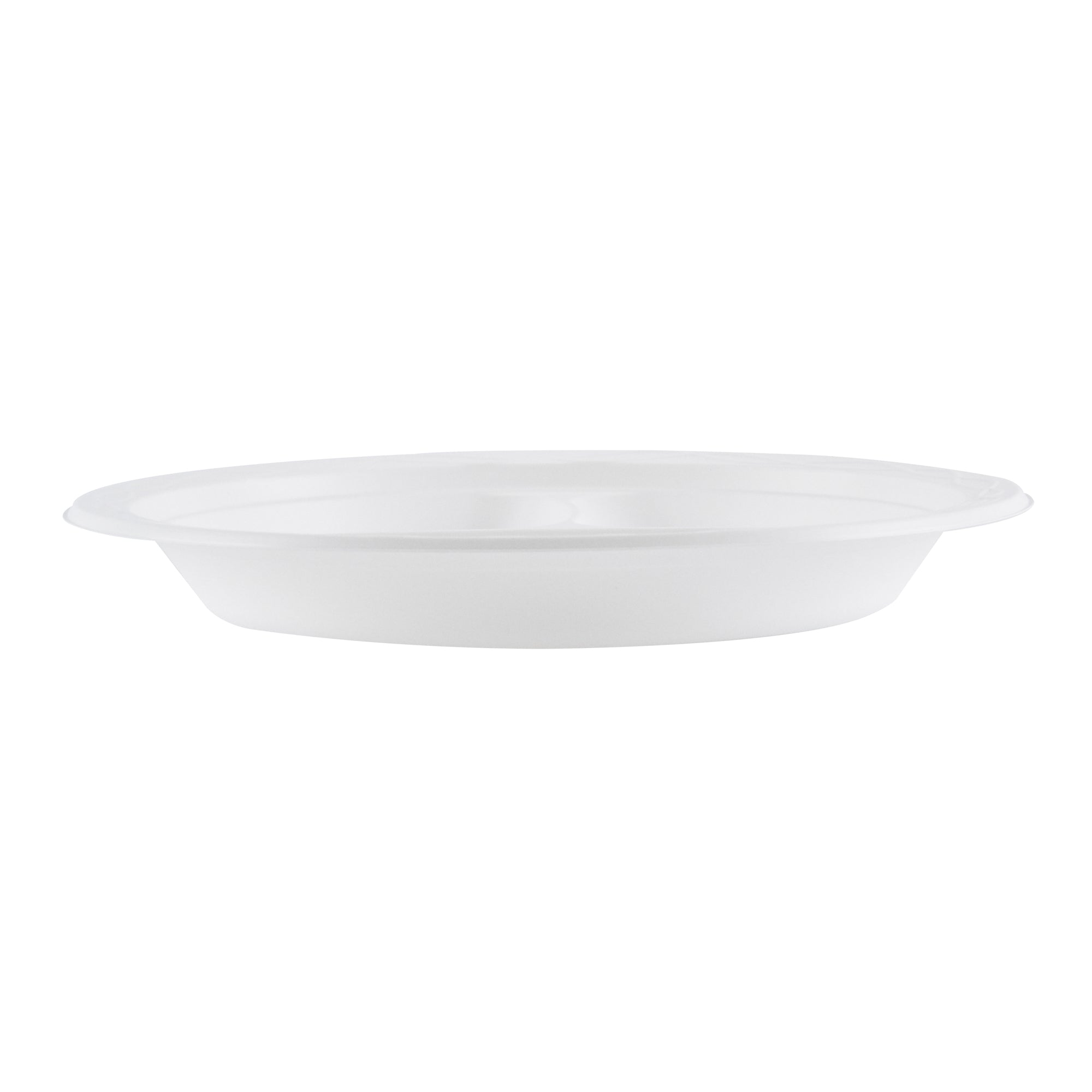 Chef 101 Round White Plastic Plate - 3 Compartments, Microwavable - 9" x 9" x 3/4" - 50 count box