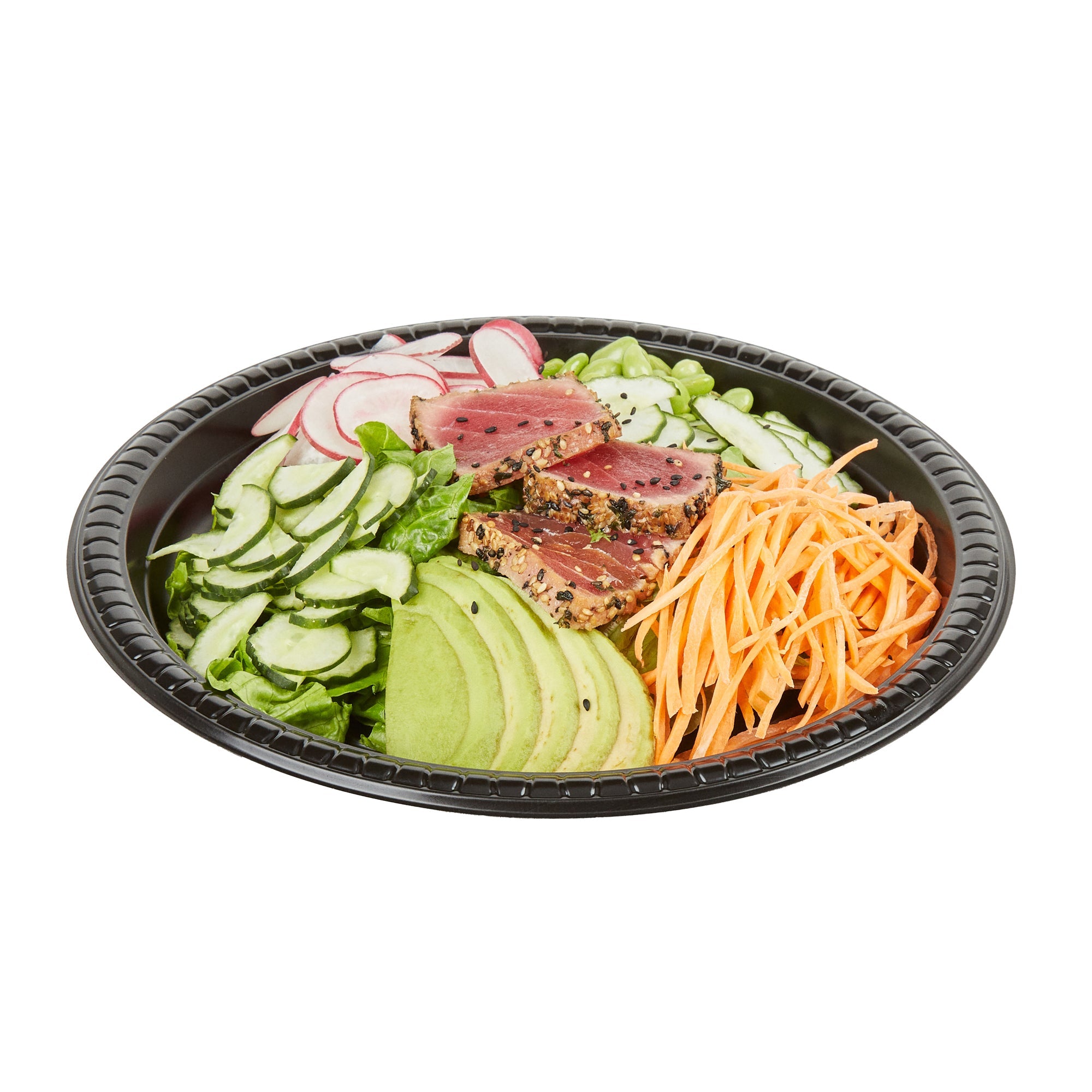 Chef 101 Round Black Plastic Plate - Microwavable - 10 1/4" x 10 1/4" x 3/4" - 50 count box