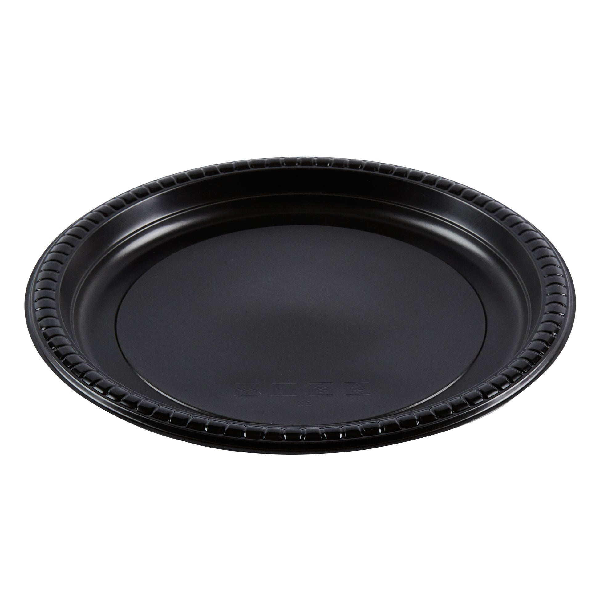 Chef 101 Round Black Plastic Plate - Microwavable - 10 1/4" x 10 1/4" x 3/4" - 100 count box
