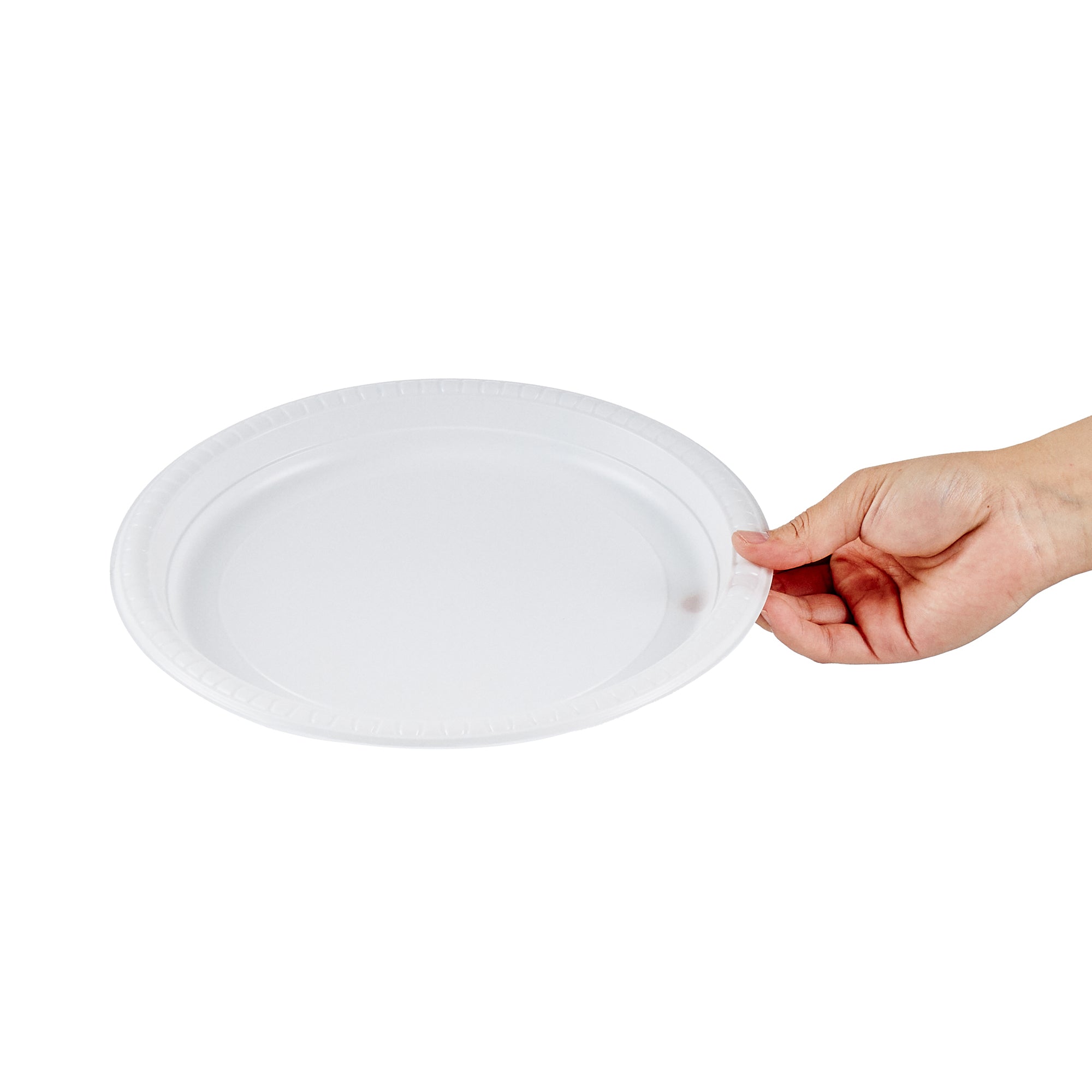 Chef 101 Round White Plastic Plate - Microwavable - 10 1/4" x 10 1/4" x 3/4" - 50 count box